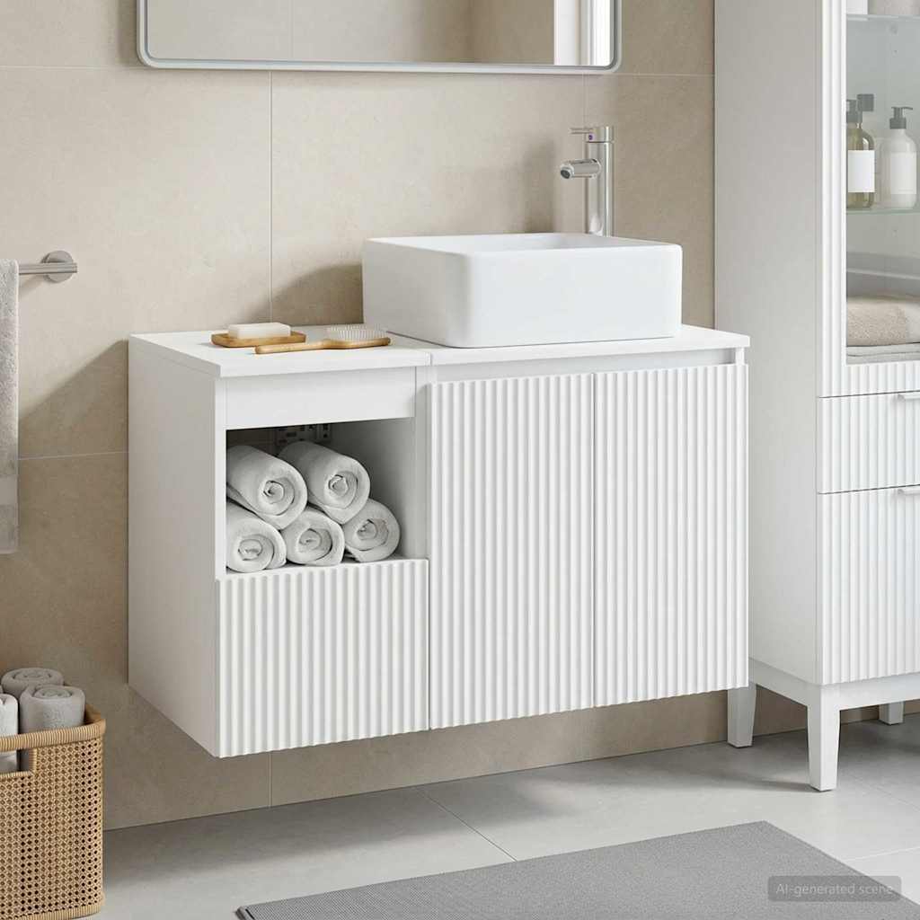 vidaXL Badkamermeubelset 2 st Wit Bewerkt hout