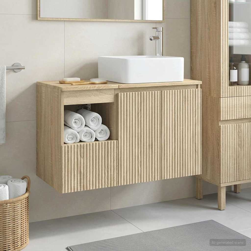 vidaXL Badkamermeubelset 2 st Wit Bewerkt hout