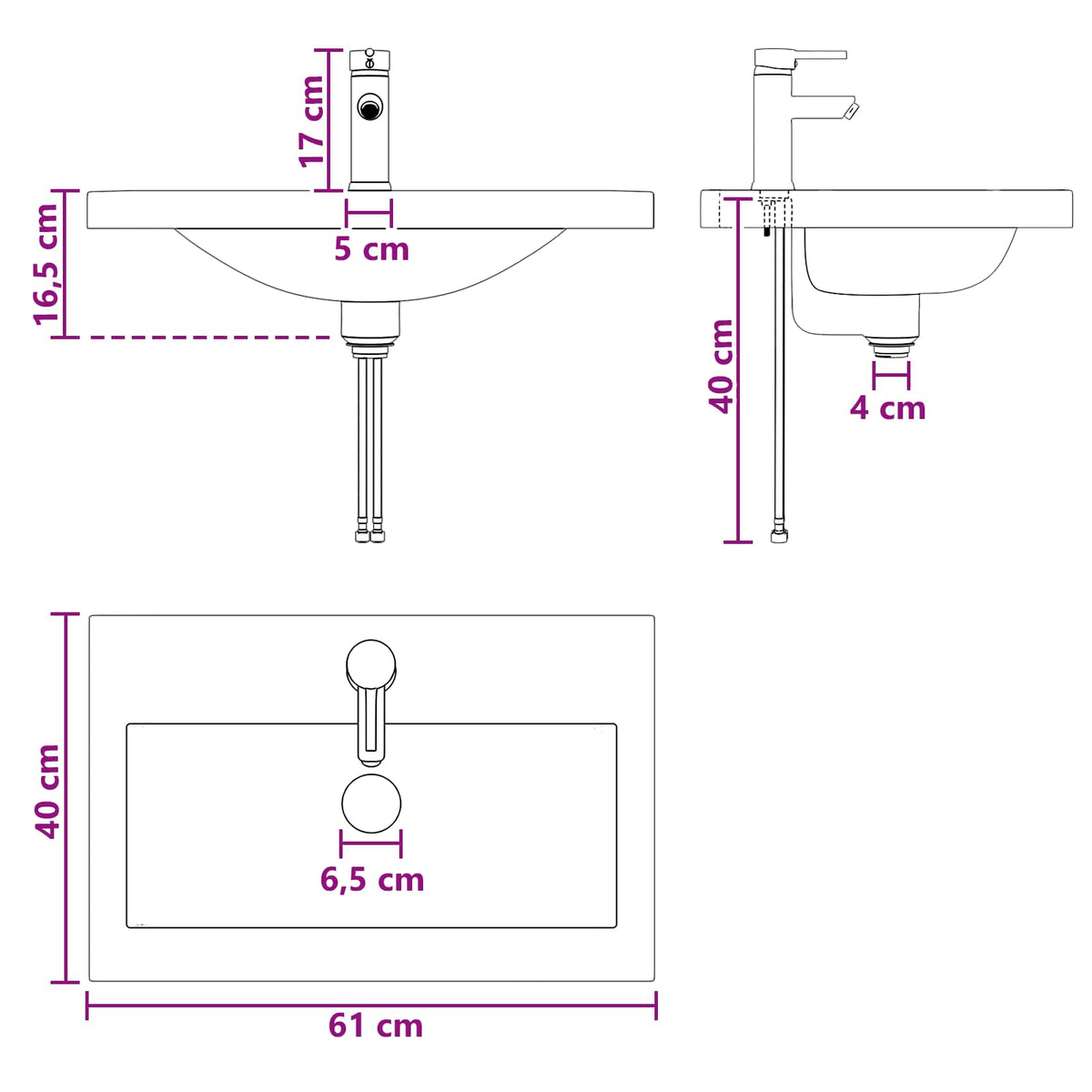 vidaXL Badkamermeubelset Wit 56 x 37,5 x 81 cm Bewerkt hout