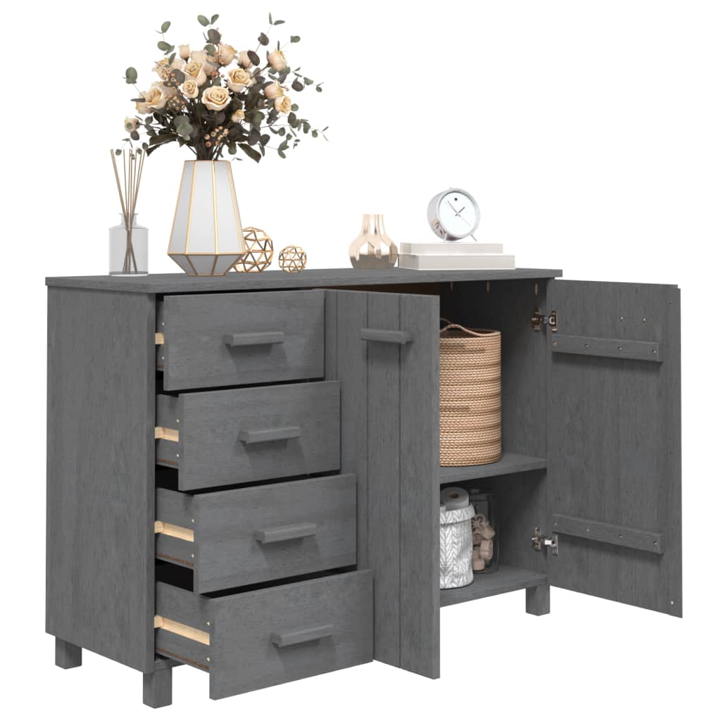 vidaXL Dressoir HAMAR 113x40x80 cm massief grenenhout donkergrijs - Aashly