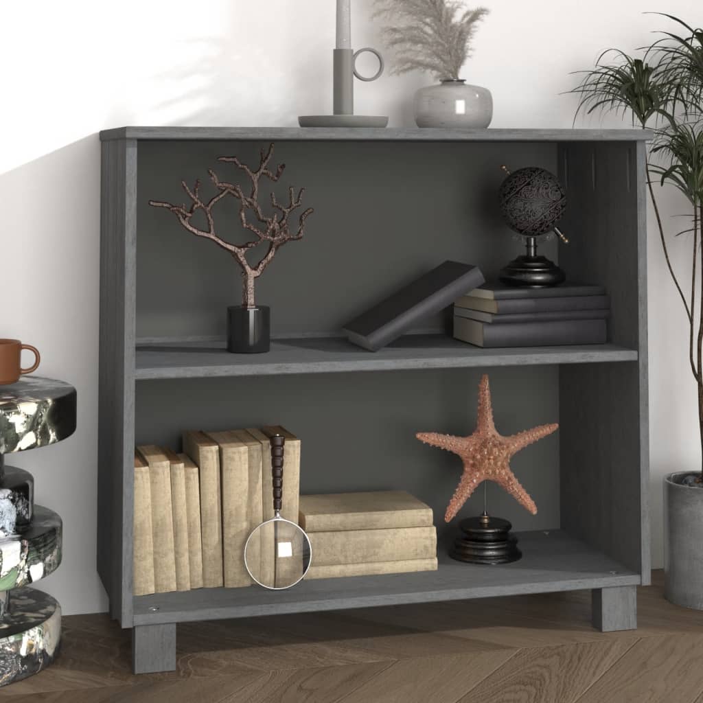 vidaXL Dressoir HAMAR 85x35x80 cm massief grenenhout lichtgrijs - Aashly