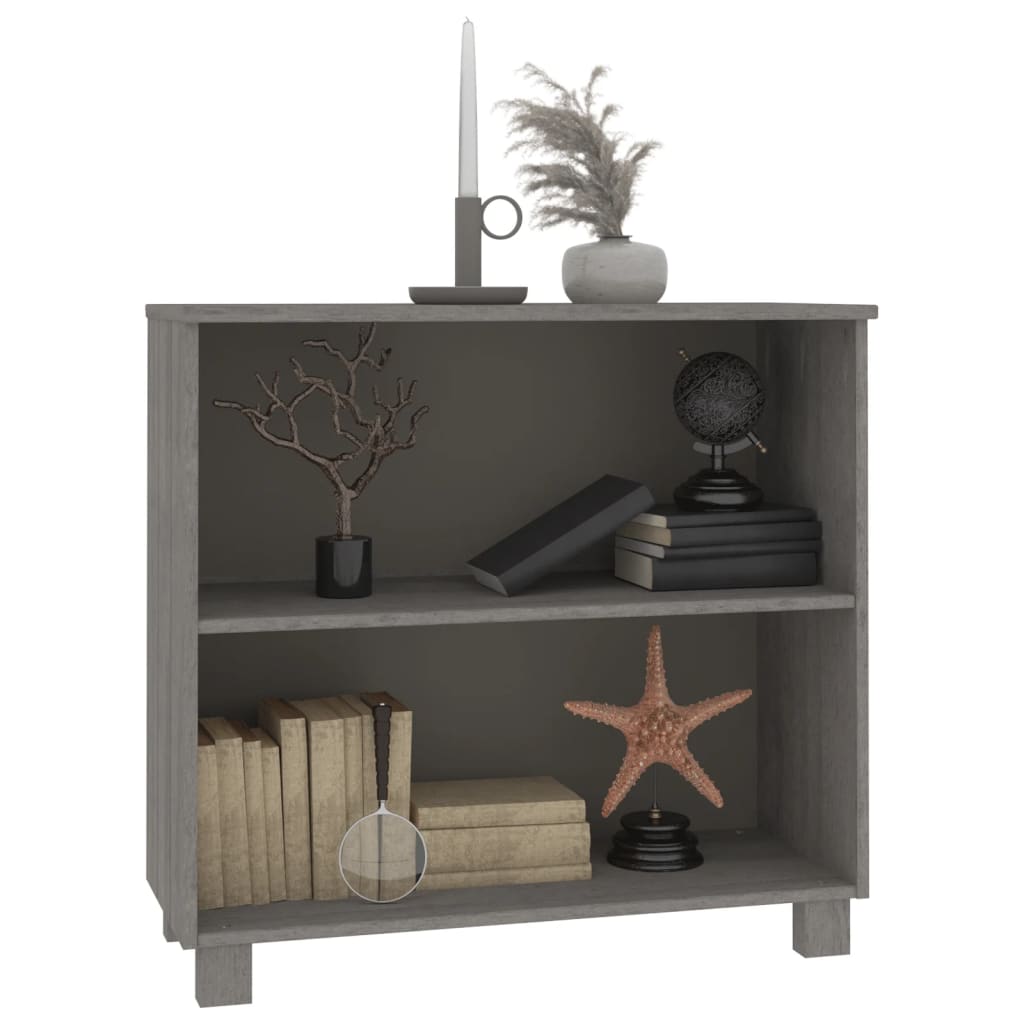 vidaXL Dressoir HAMAR 85x35x80 cm massief grenenhout lichtgrijs - Aashly