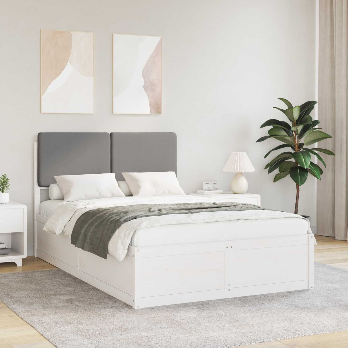 vidaXL Bedframe met Gevoerd Hoofdgedeelte Lichtgrijs 200 x 200 cm