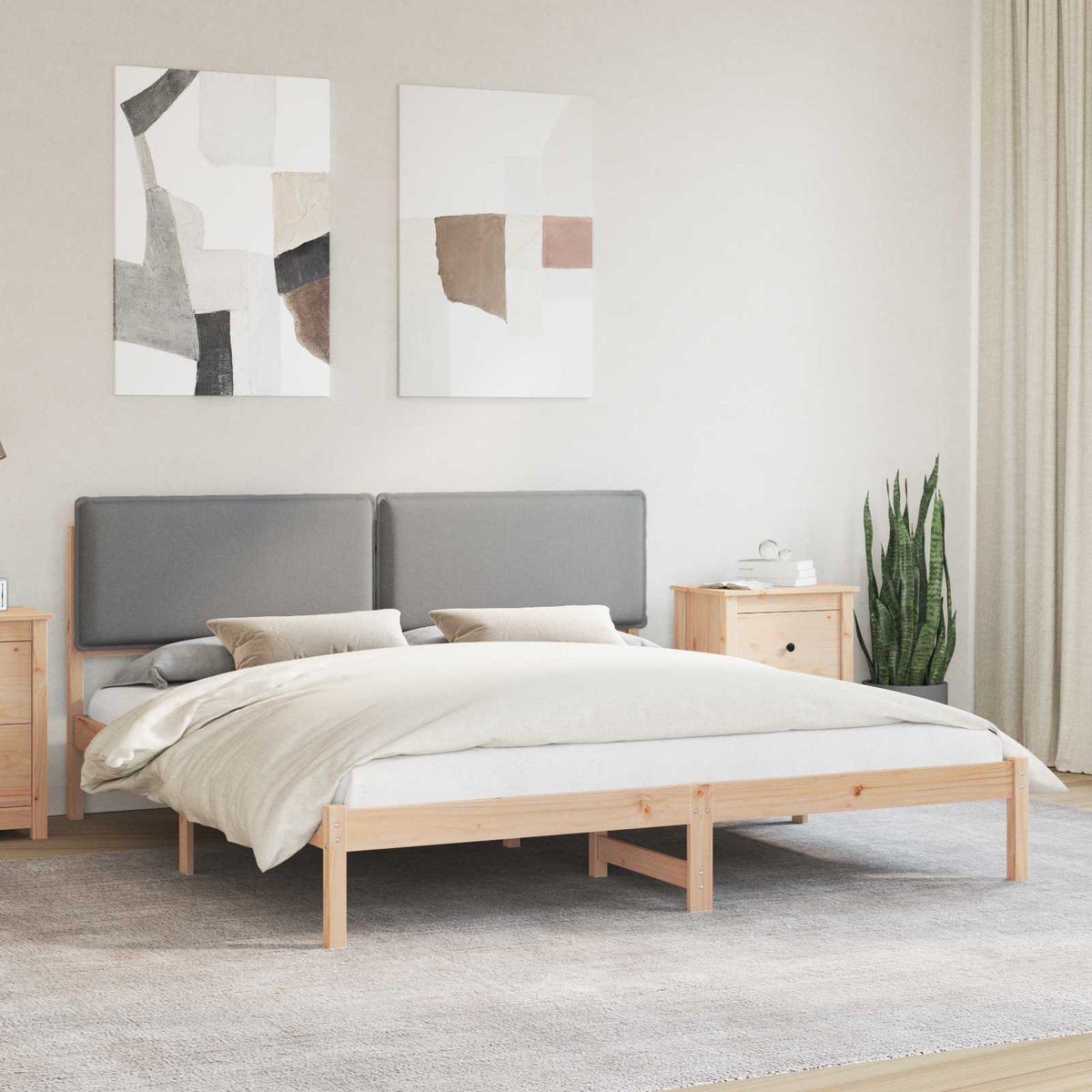 vidaXL Bedframe met Gevoerd Hoofdgedeelte Lichtgrijs 180 x 200 cm