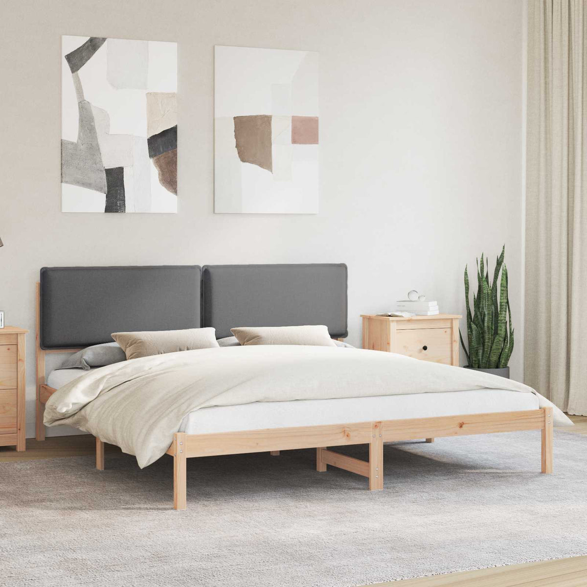 vidaXL Bedframe met Gevoerd Hoofdgedeelte Lichtgrijs 180 x 200 cm