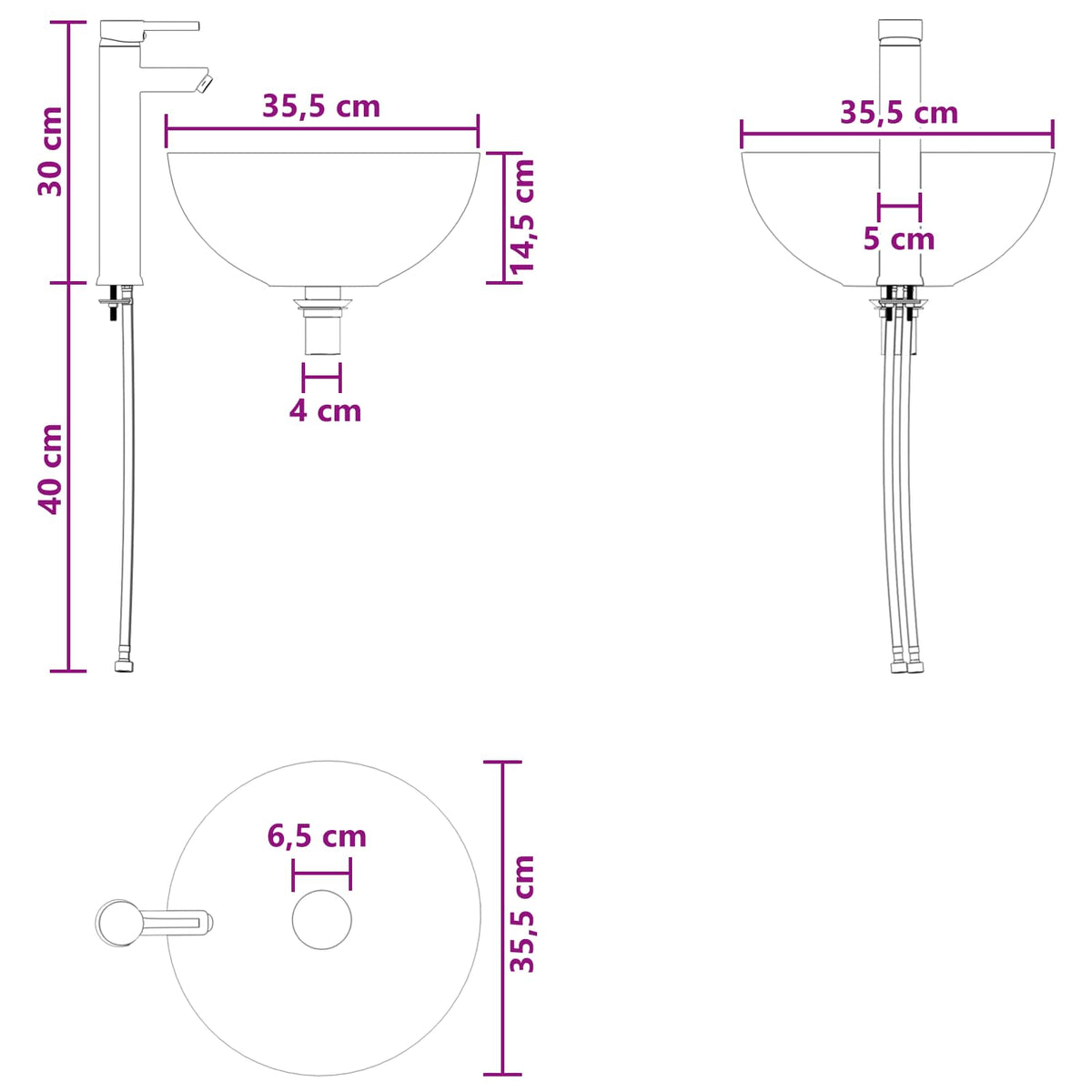 vidaXL Badkamerkastenset 3 st Wit 49,5 x 41 x 64,5 cm Bewerkt hout