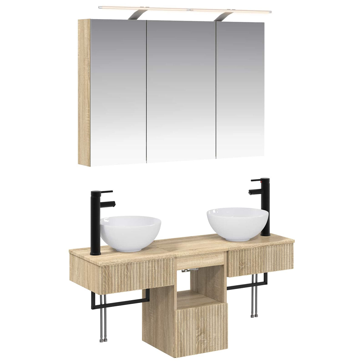 vidaXL Badkamerkastenset 4 pcs Wit 100 x 14,5 x 70 cm Bewerkt hout