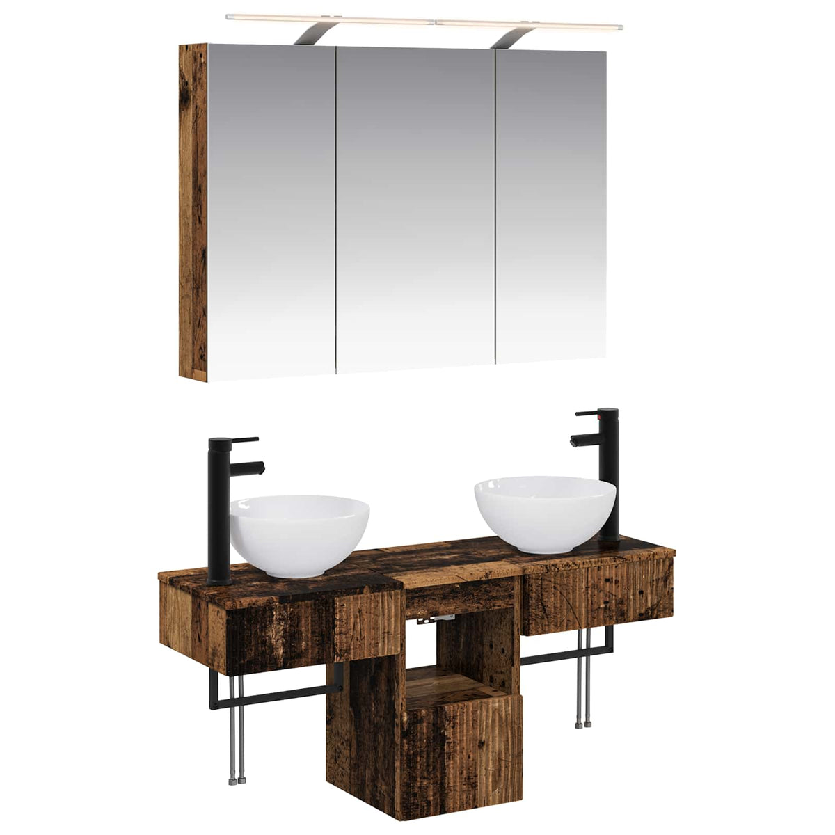 vidaXL Badkamerkastenset 4 pcs Wit 100 x 14,5 x 70 cm Bewerkt hout