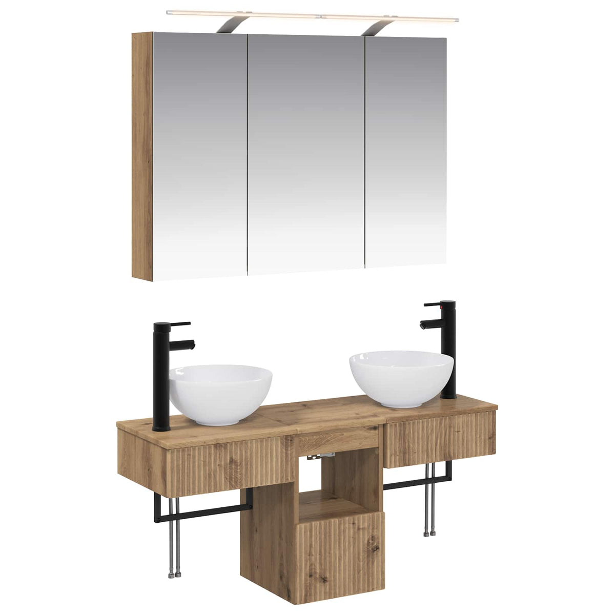 vidaXL Badkamerkastenset 4 pcs Wit 100 x 14,5 x 70 cm Bewerkt hout