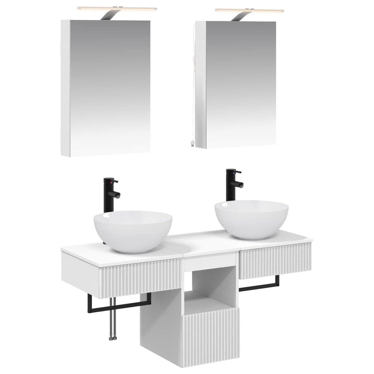 vidaXL Badkamerkastenset 5 pcs Wit 40 x 10,5 x 60,5 cm Bewerkt hout