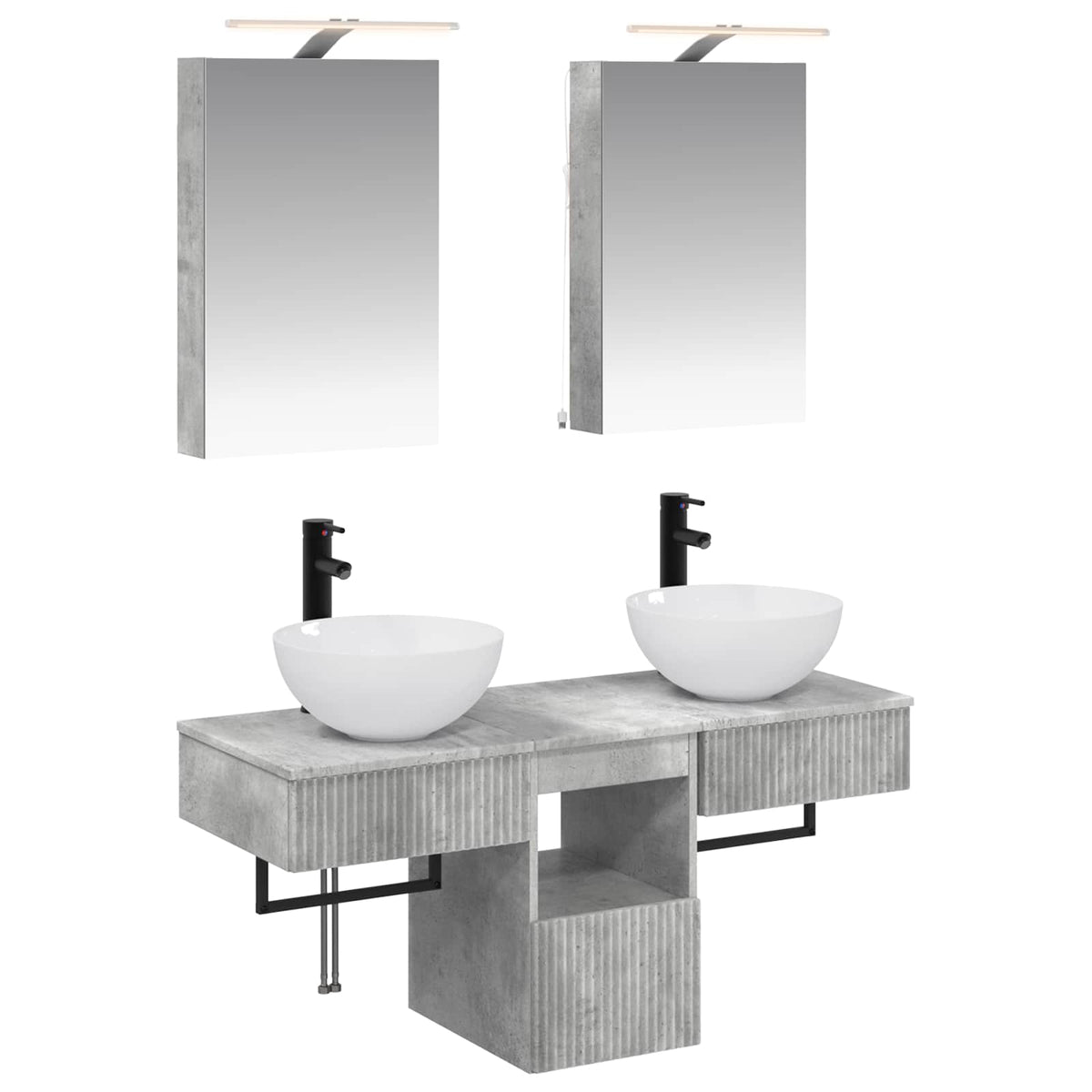 vidaXL Badkamerkastenset 5 pcs Wit 40 x 10,5 x 60,5 cm Bewerkt hout