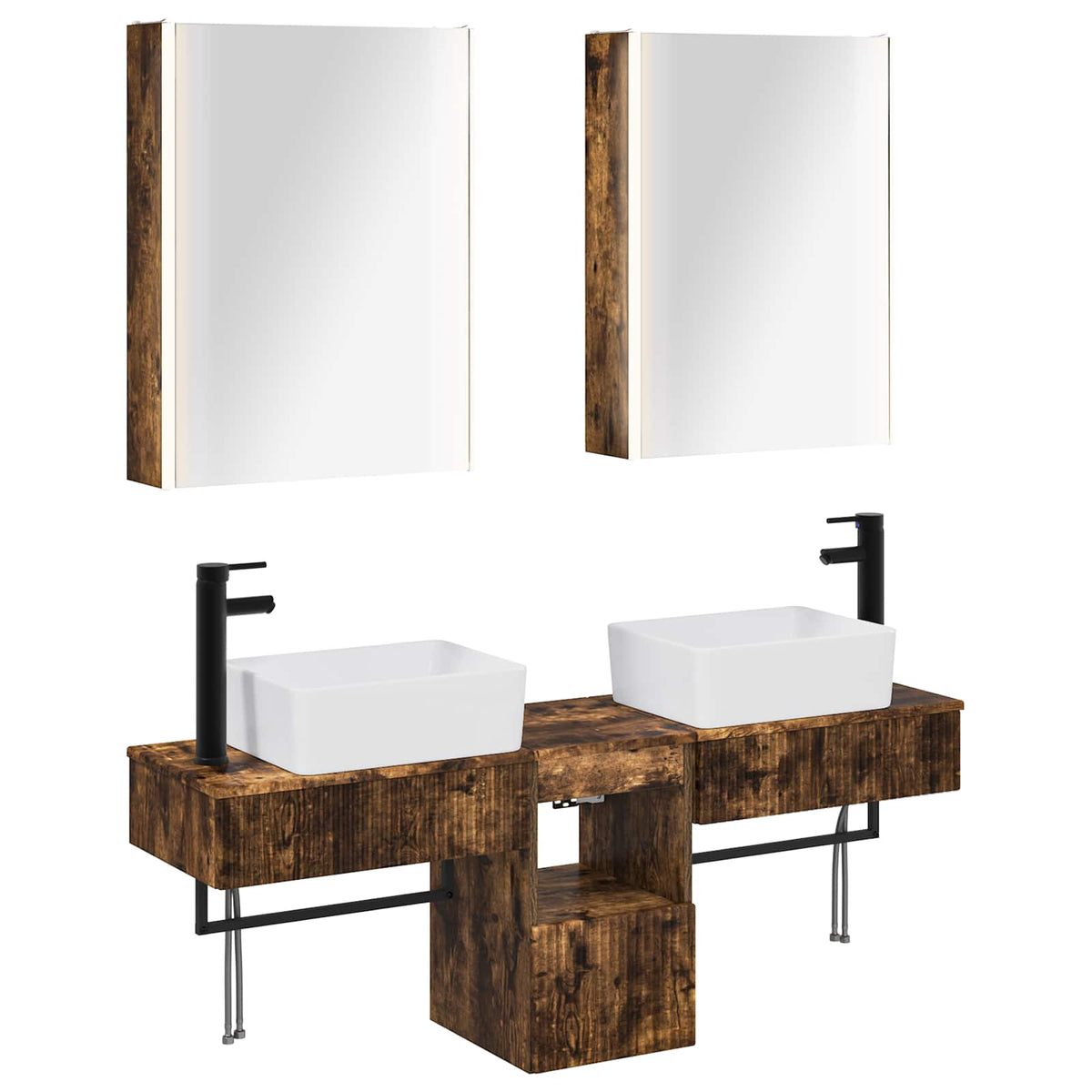vidaXL Badkamerkastenset 5 pcs Wit 53 x 15,5 x 70 cm Bewerkt hout