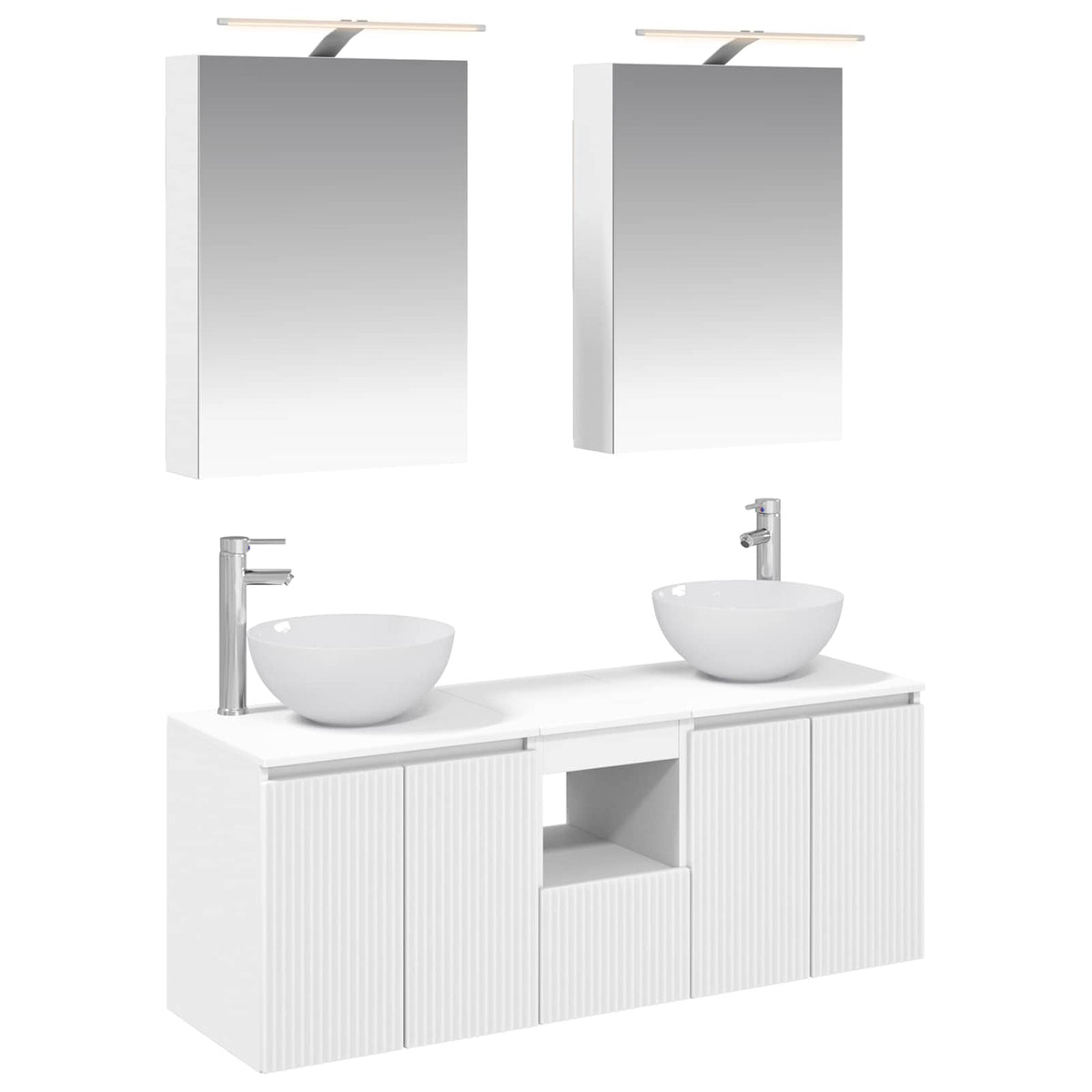 vidaXL Badkamerkastenset 5 pcs Wit 50 x 14,5 x 70 cm Bewerkt hout