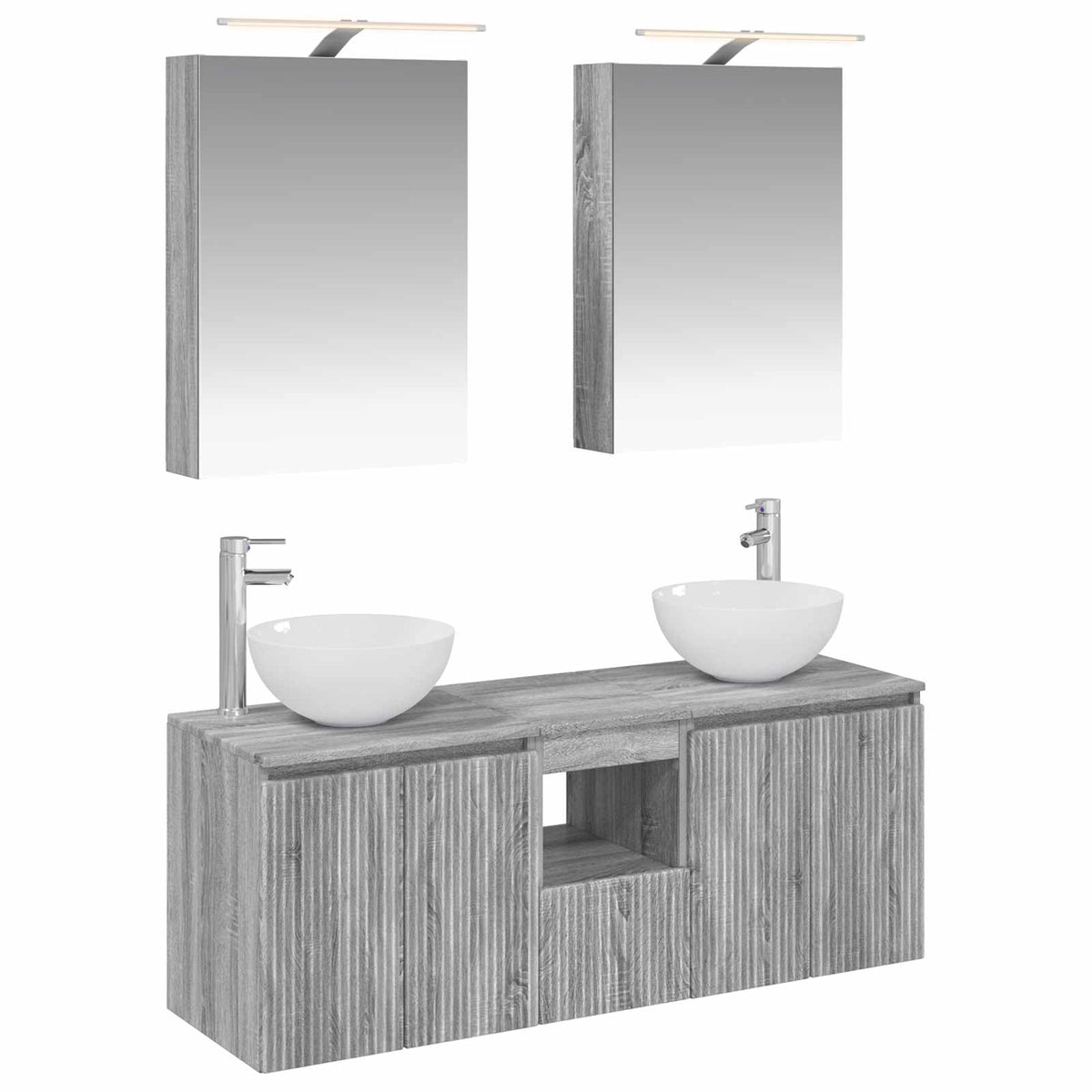 vidaXL Badkamerkastenset 5 pcs Wit 50 x 14,5 x 70 cm Bewerkt hout