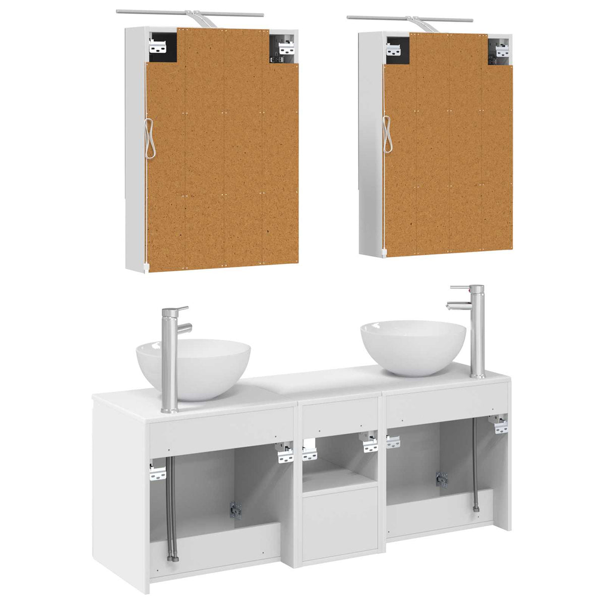 vidaXL Badkamerkastenset 5 pcs Wit 50 x 14,5 x 70 cm Bewerkt hout