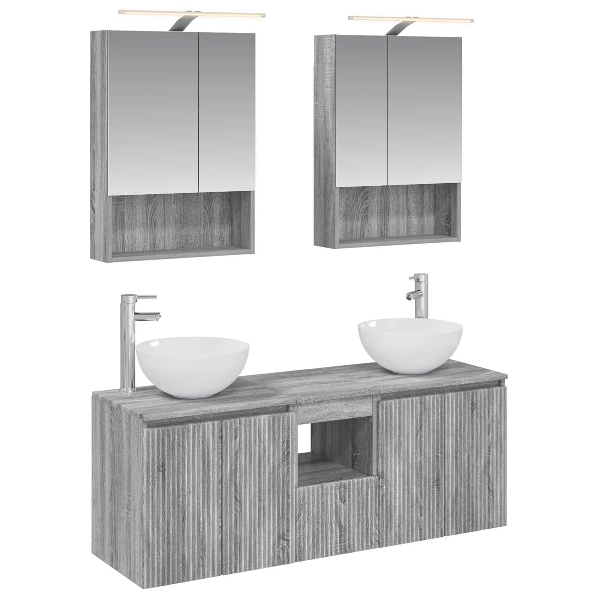 vidaXL Badkamerkastenset 5 pcs Wit 50 x 14,5 x 70 cm Bewerkt hout