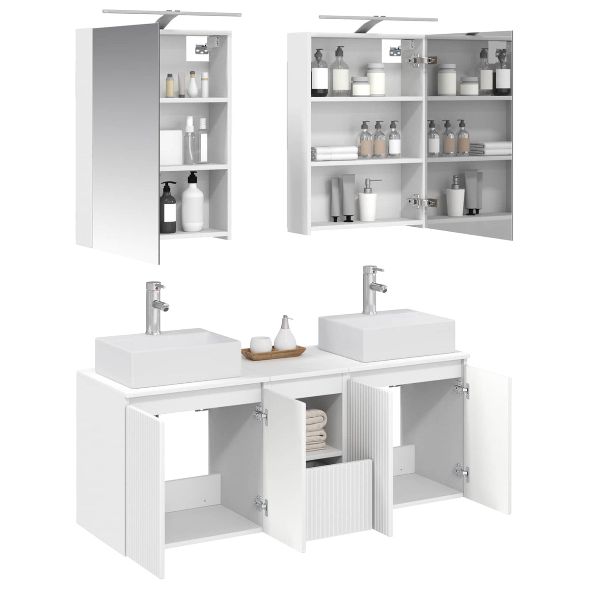 vidaXL Badkamerkastenset 5 pcs Wit Bewerkt hout