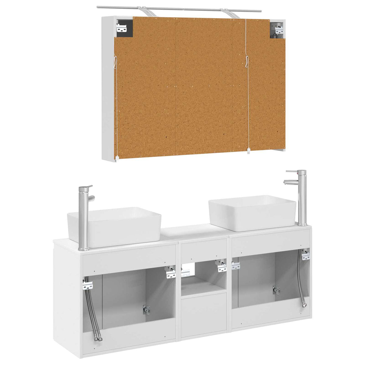 vidaXL Badkamerkastenset 4 pcs Wit Bewerkt hout