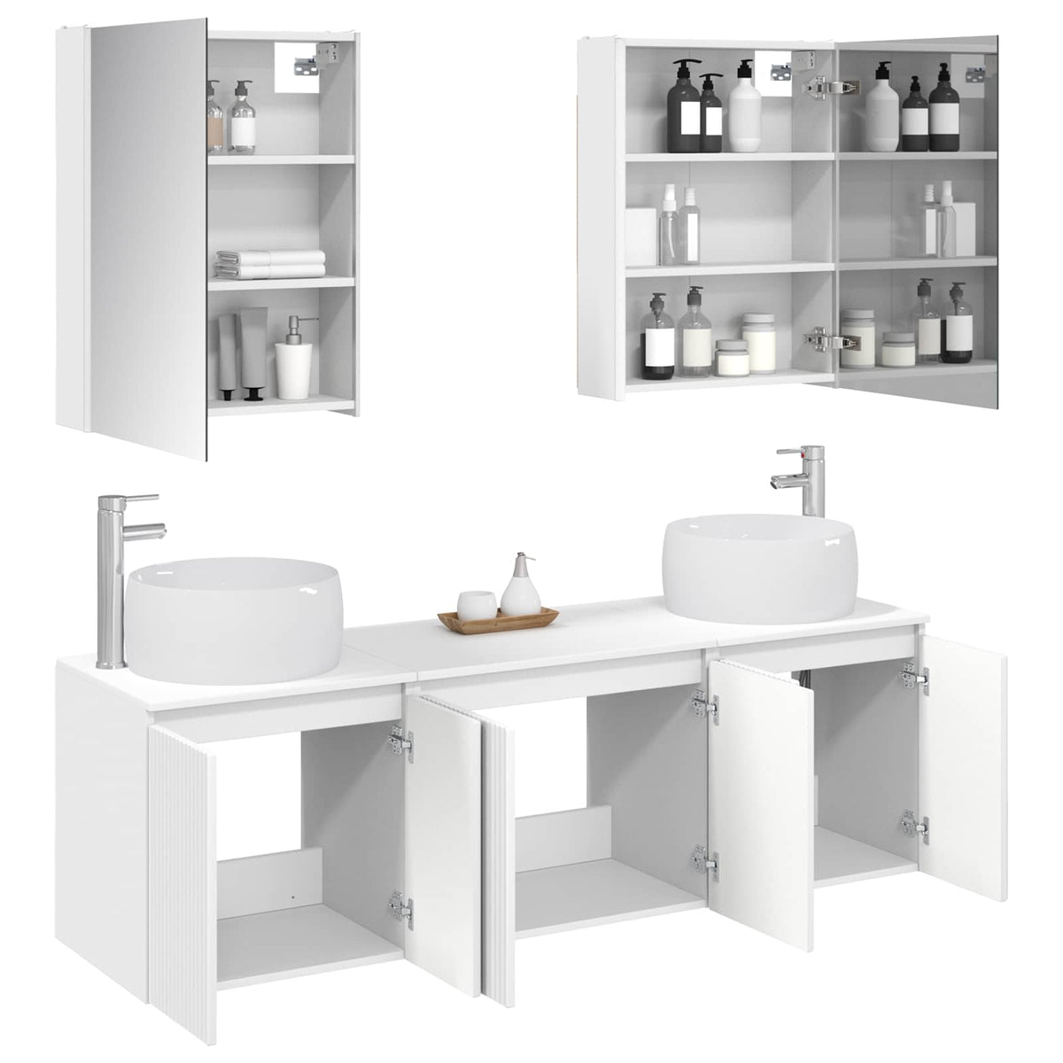 vidaXL Badkamerkastenset 5 pcs Wit Bewerkt hout