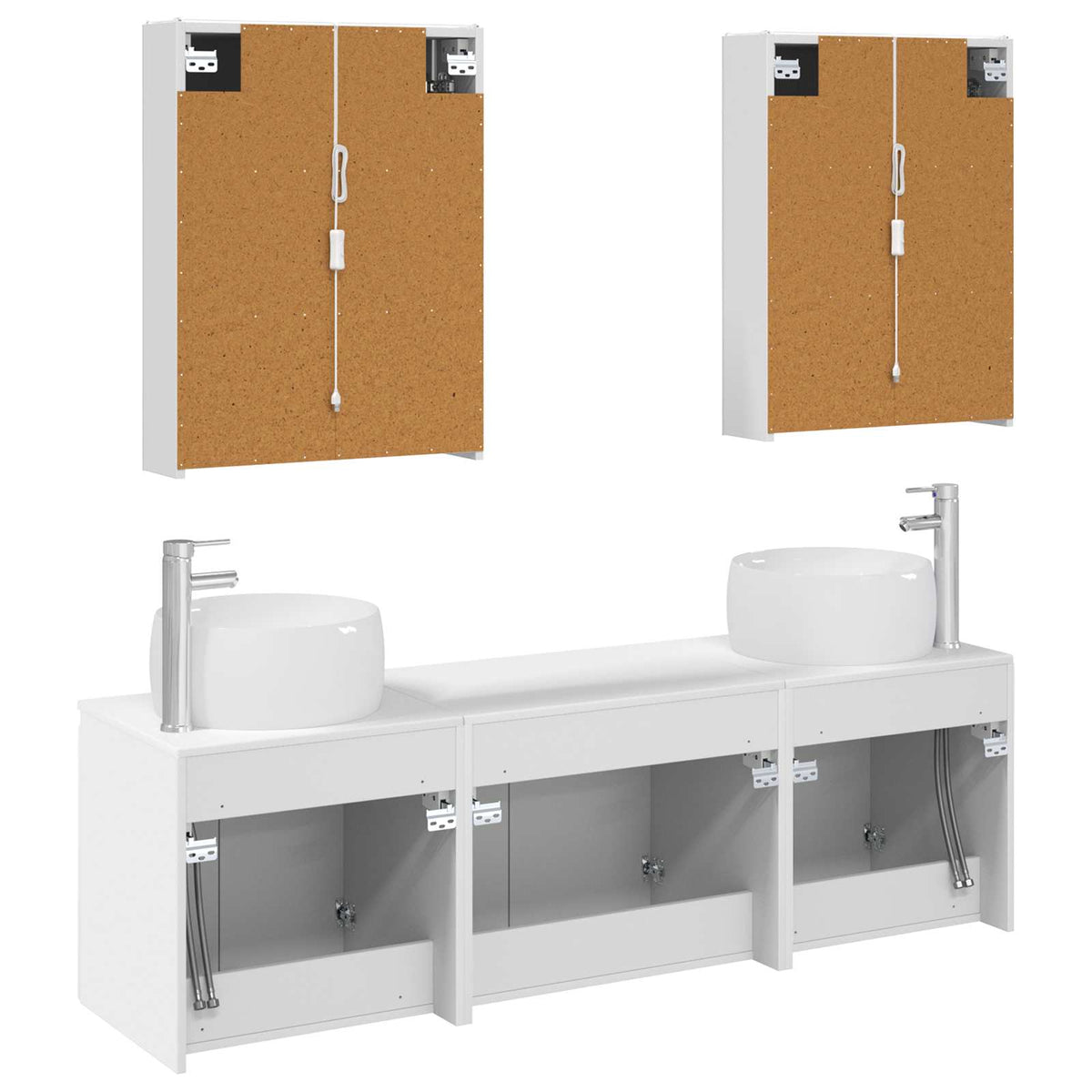 vidaXL Badkamerkastenset 5 pcs Wit Bewerkt hout