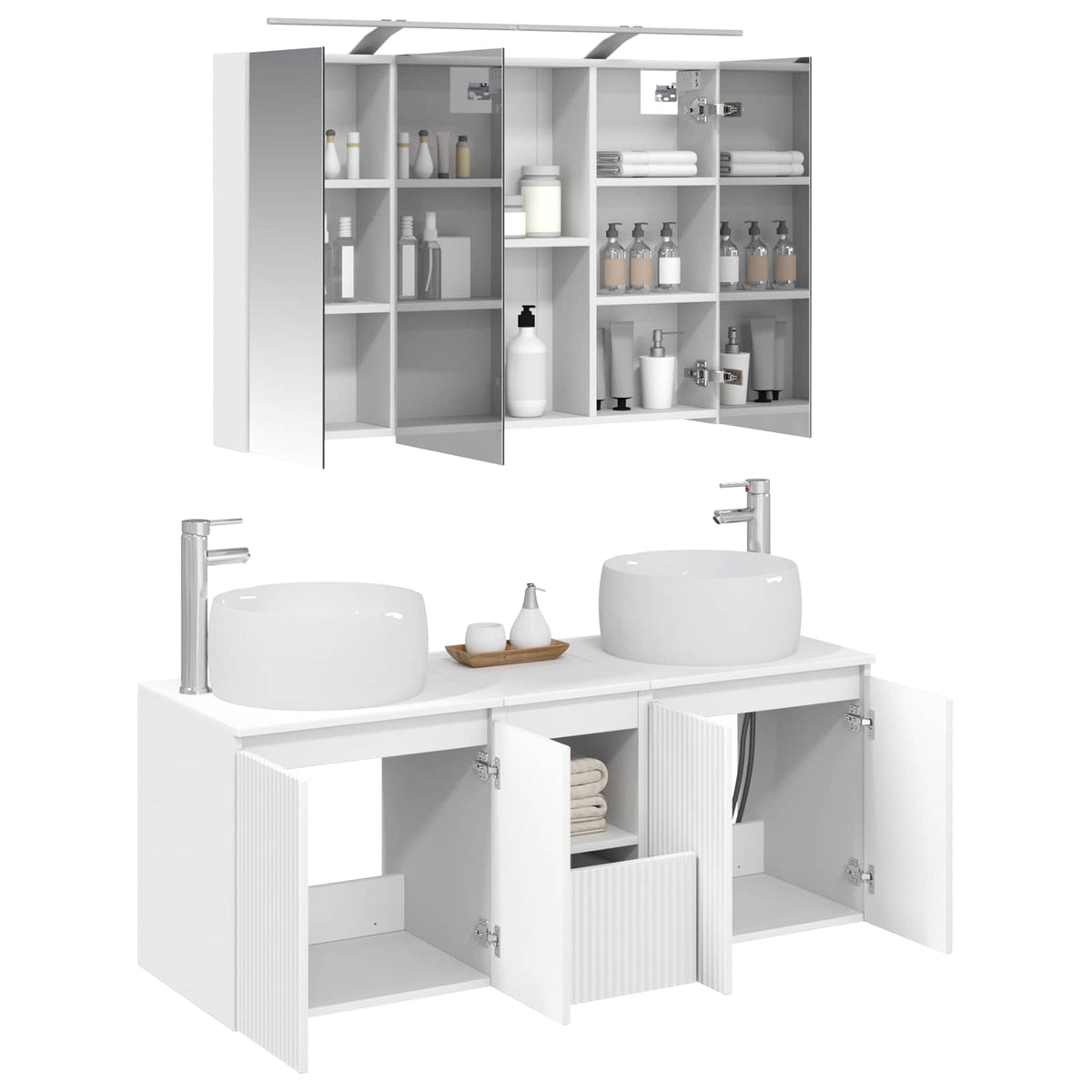 vidaXL Badkamerkastenset 4 pcs Wit Bewerkt hout