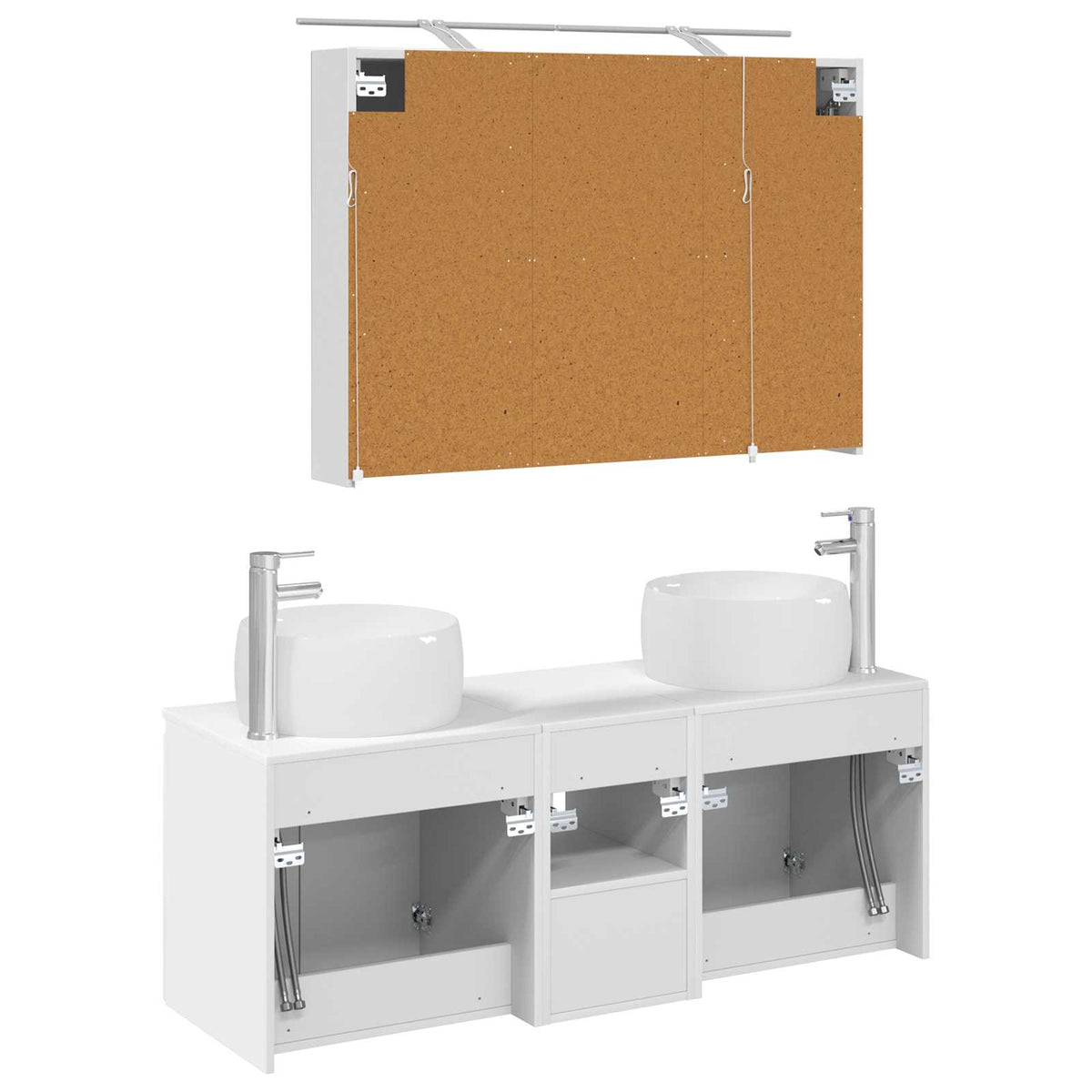 vidaXL Badkamerkastenset 4 pcs Wit Bewerkt hout