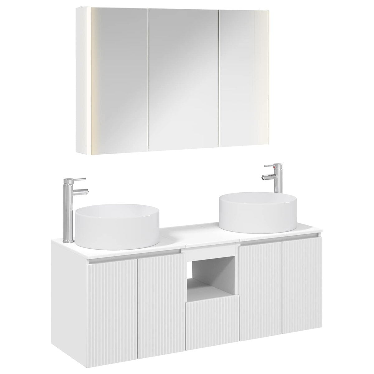 vidaXL Badkamerkastenset 4 pcs Wit 103,5 x 15,5 x 70 cm Bewerkt hout