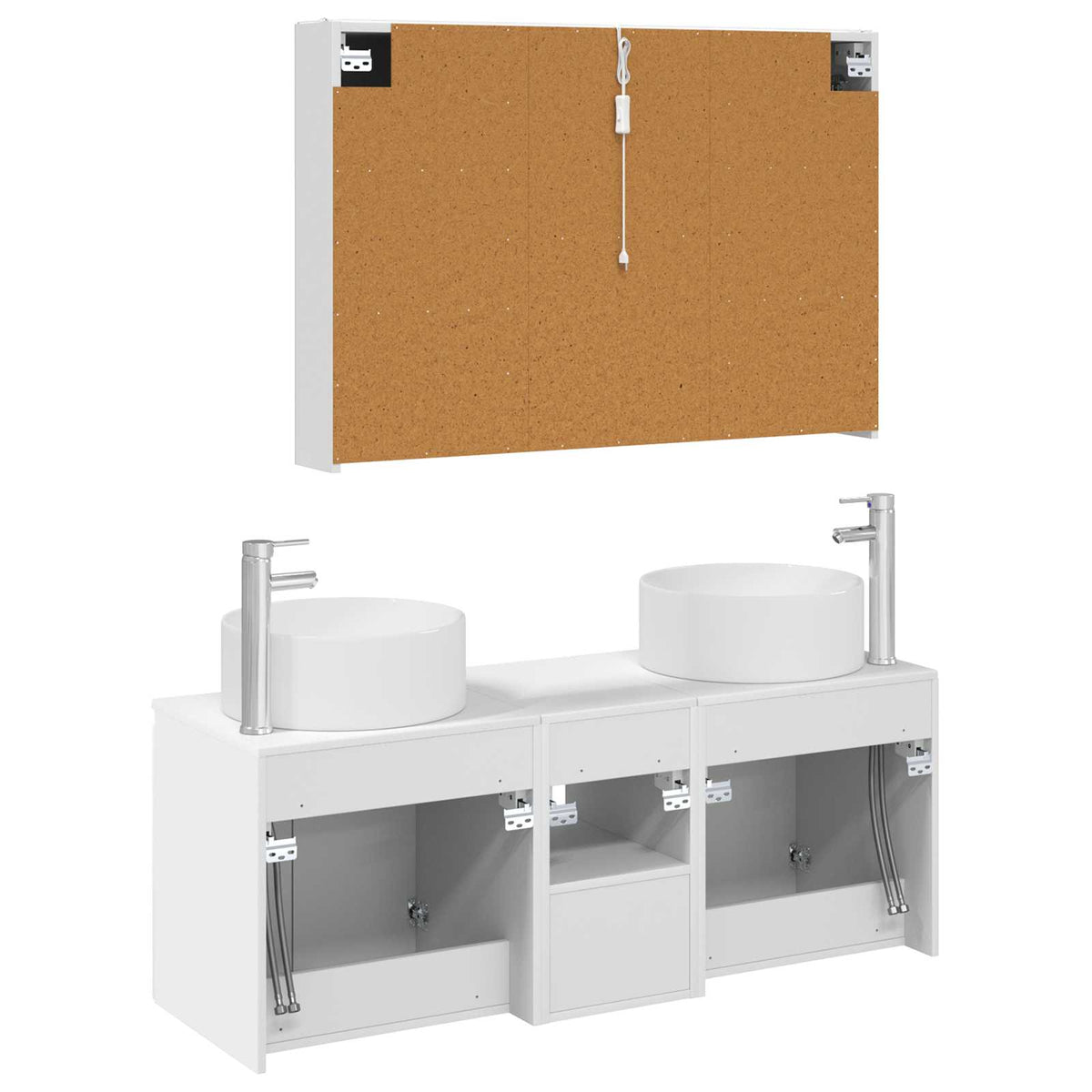 vidaXL Badkamerkastenset 4 pcs Wit 103,5 x 15,5 x 70 cm Bewerkt hout