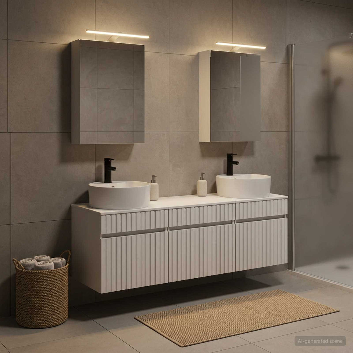 vidaXL Badkamerkastenset 5 pcs Wit 50 x 14,5 x 70 cm Bewerkt hout