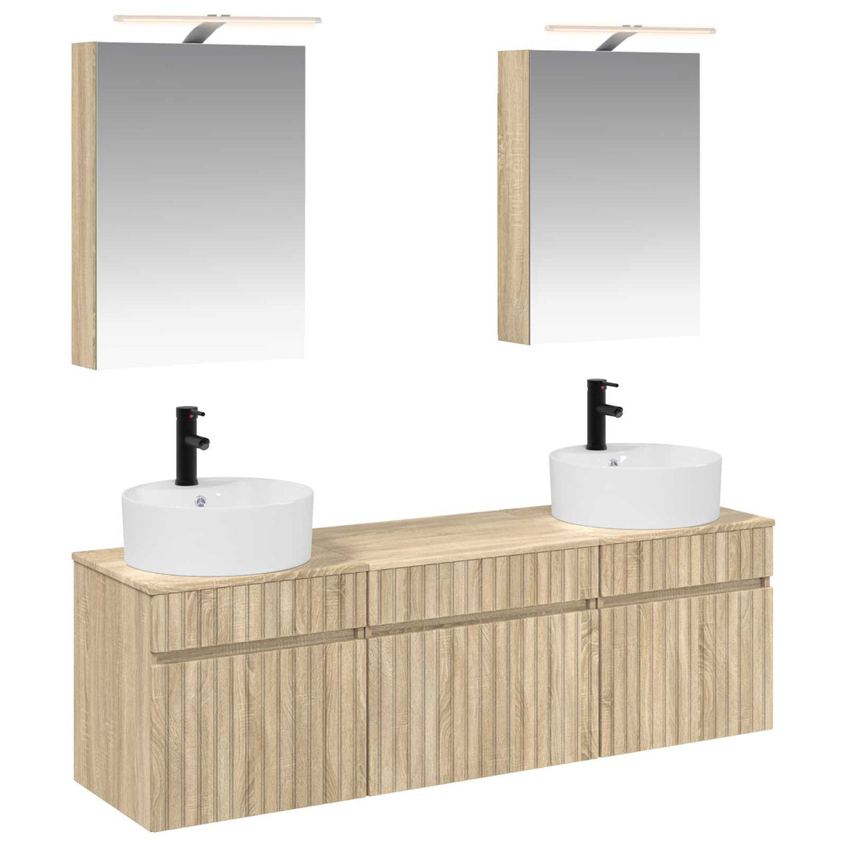vidaXL Badkamerkastenset 5 pcs Wit 50 x 14,5 x 70 cm Bewerkt hout