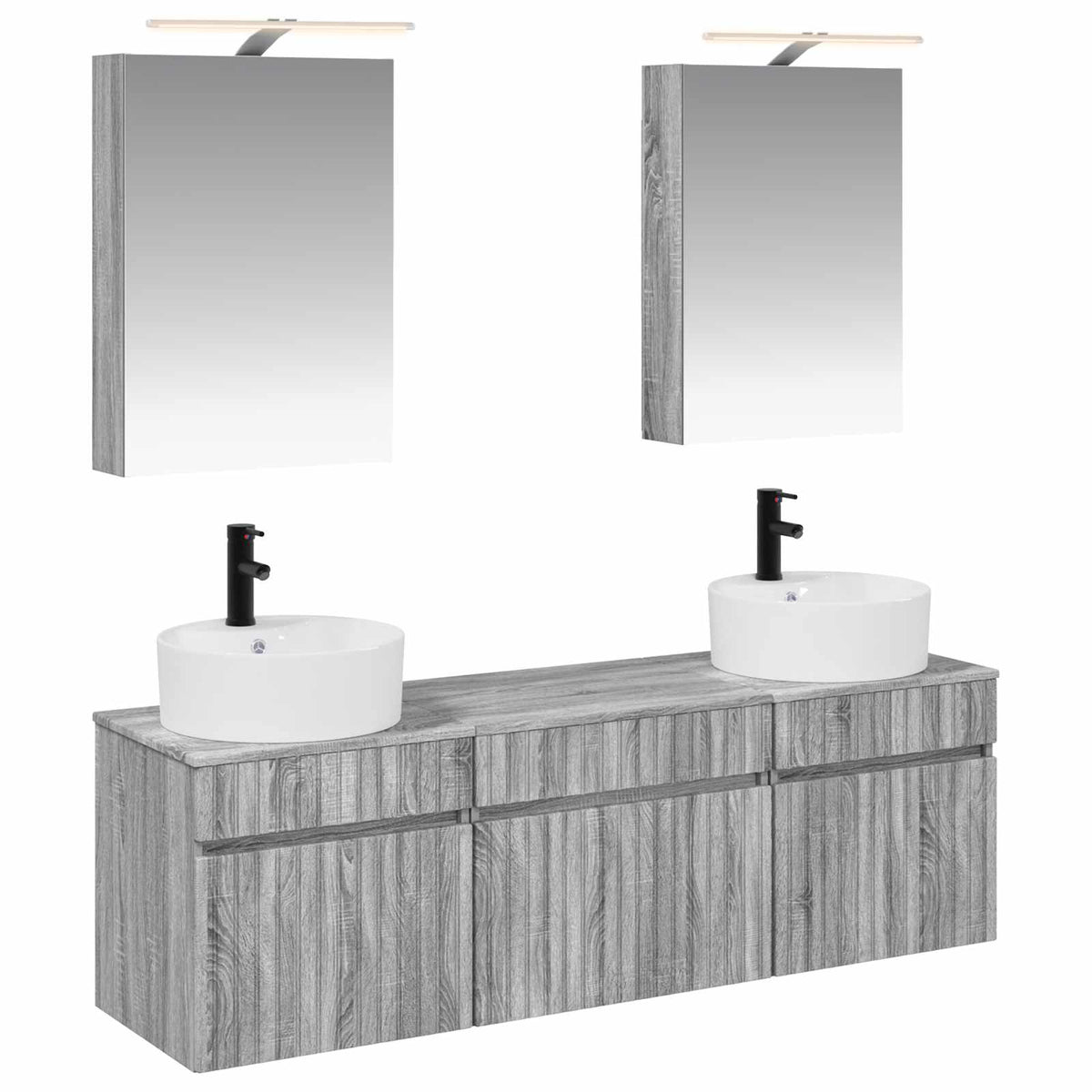 vidaXL Badkamerkastenset 5 pcs Wit 50 x 14,5 x 70 cm Bewerkt hout