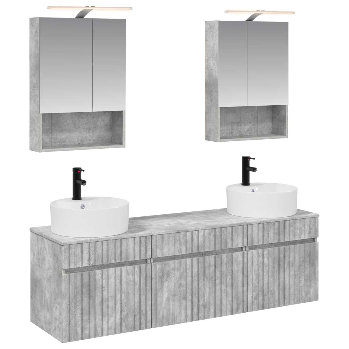 vidaXL Badkamerkastenset 5 pcs Wit 50 x 14,5 x 70 cm Bewerkt hout