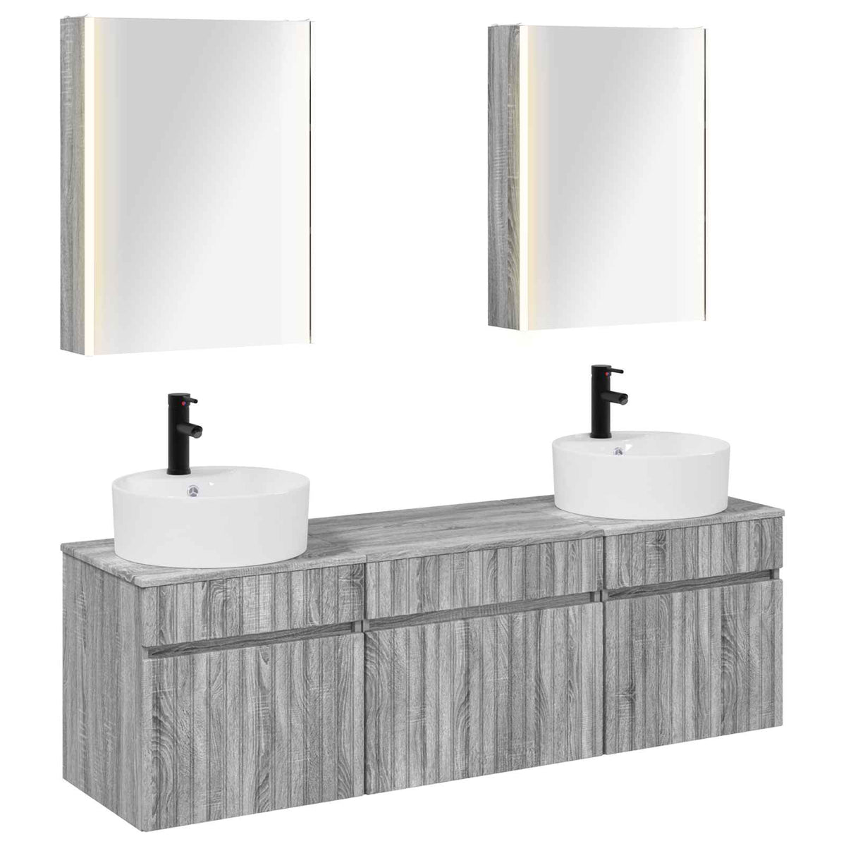 vidaXL Badkamerkastenset 5 pcs Wit 53 x 15,5 x 70 cm Bewerkt hout