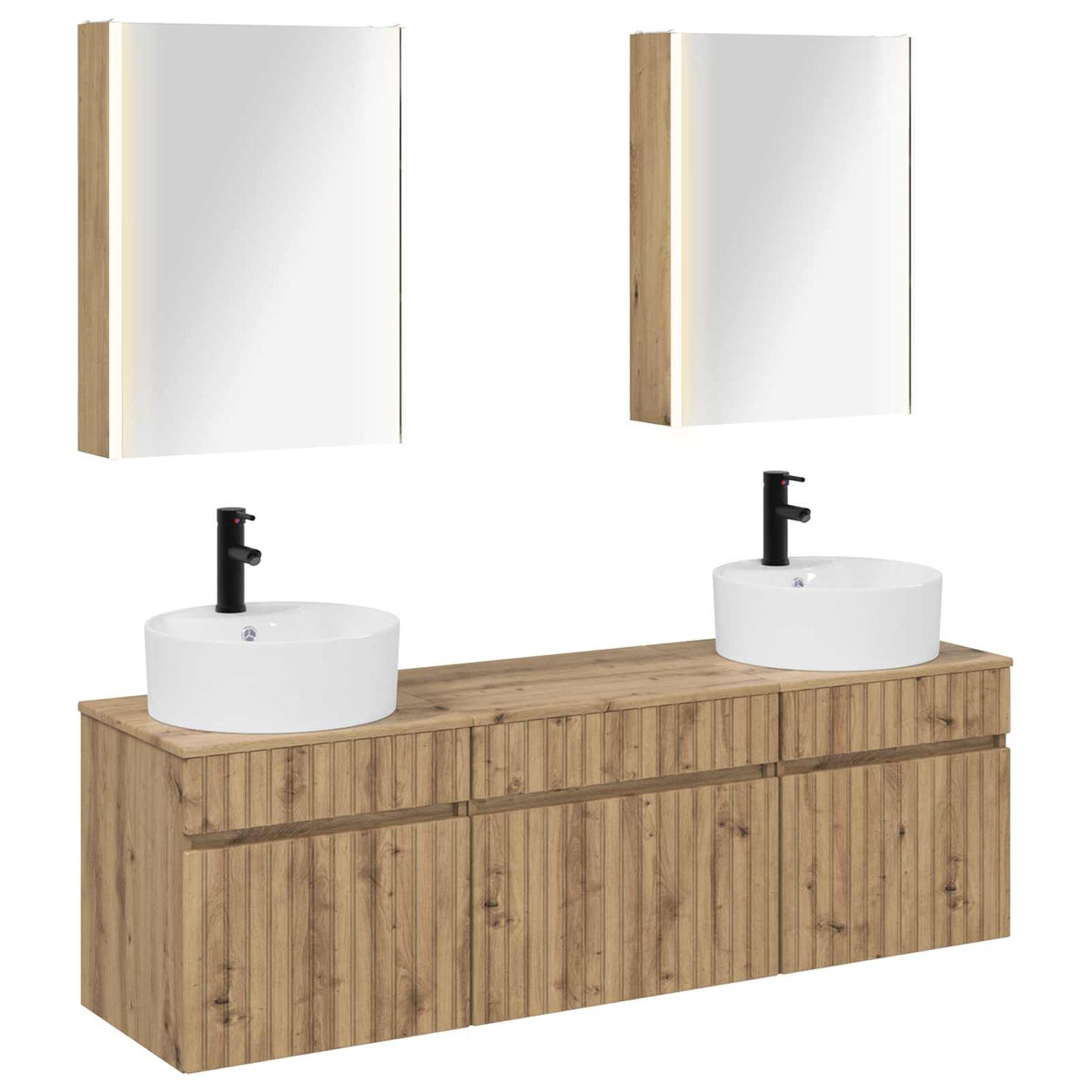 vidaXL Badkamerkastenset 5 pcs Wit 53 x 15,5 x 70 cm Bewerkt hout