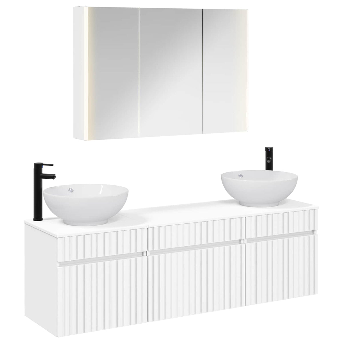 vidaXL Badkamerkastenset 4 pcs Wit 103,5 x 15,5 x 70 cm Bewerkt hout
