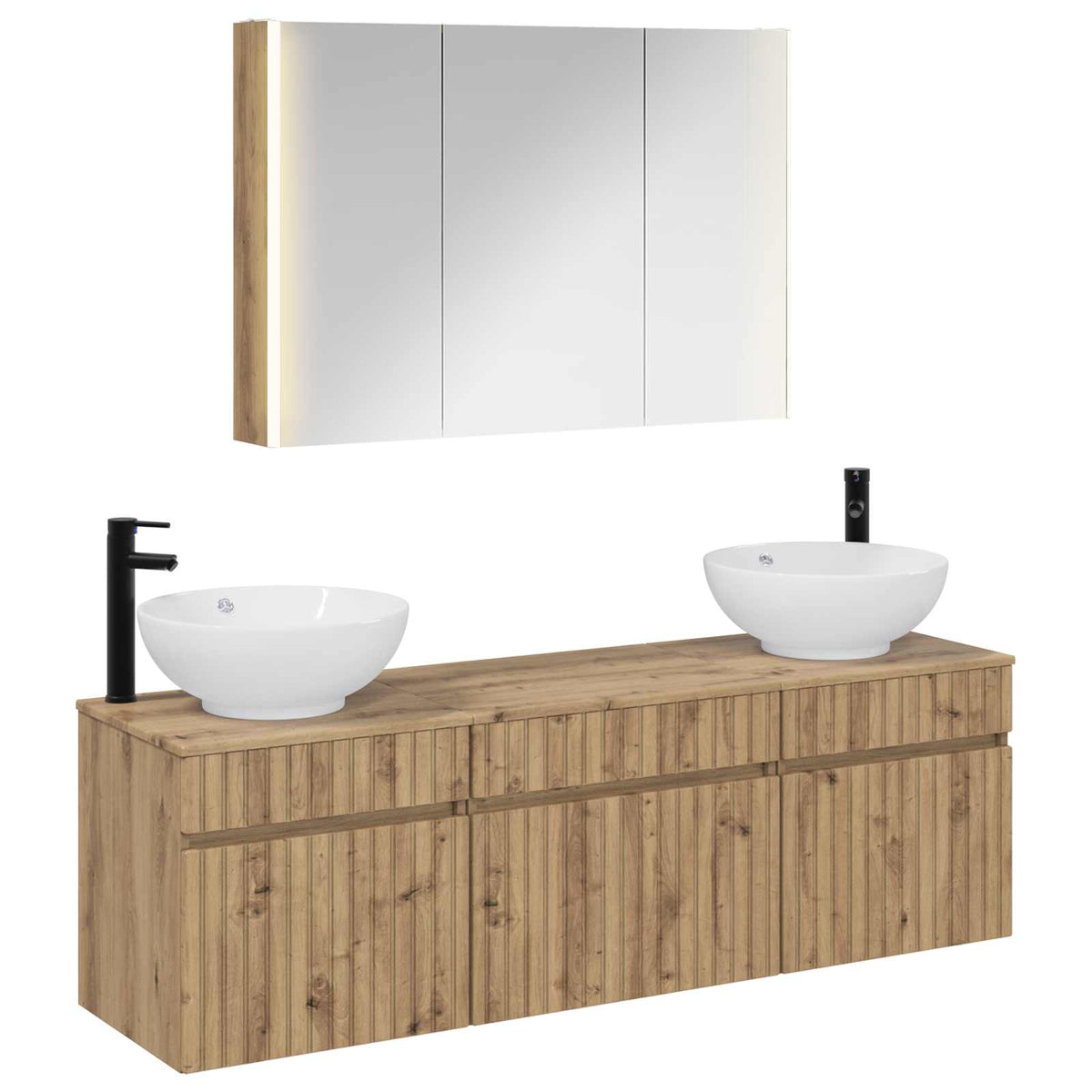 vidaXL Badkamerkastenset 4 pcs Wit 103,5 x 15,5 x 70 cm Bewerkt hout