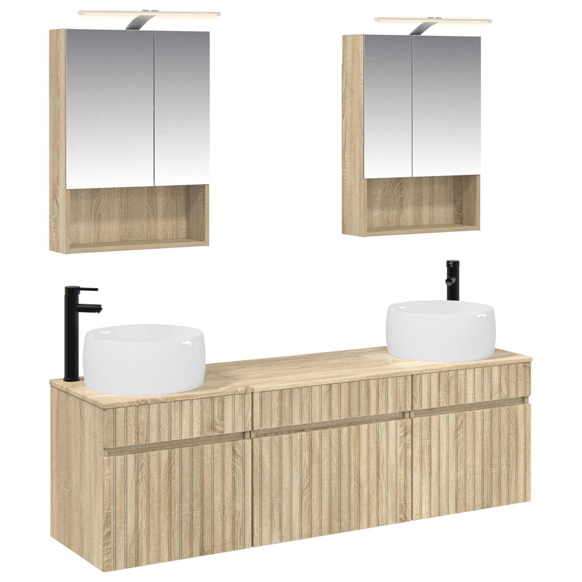 vidaXL Badkamerkastenset 5 pcs Wit 50 x 14,5 x 70 cm Bewerkt hout