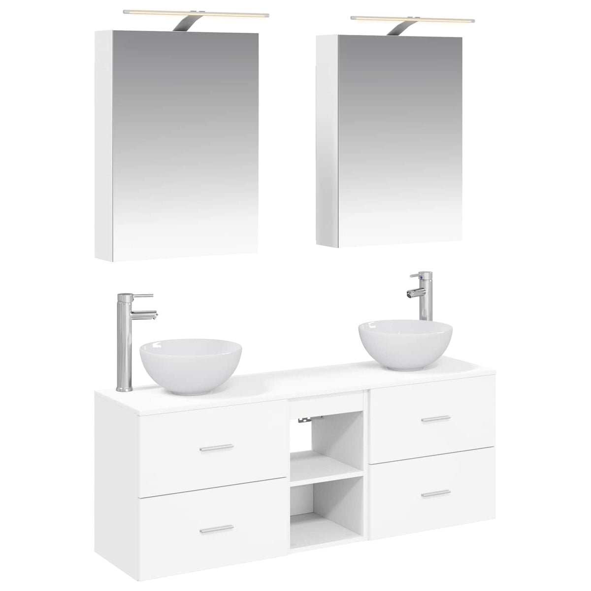 vidaXL Badkamerkastenset 5 pcs Wit 50 x 14,5 x 70 cm Bewerkt hout