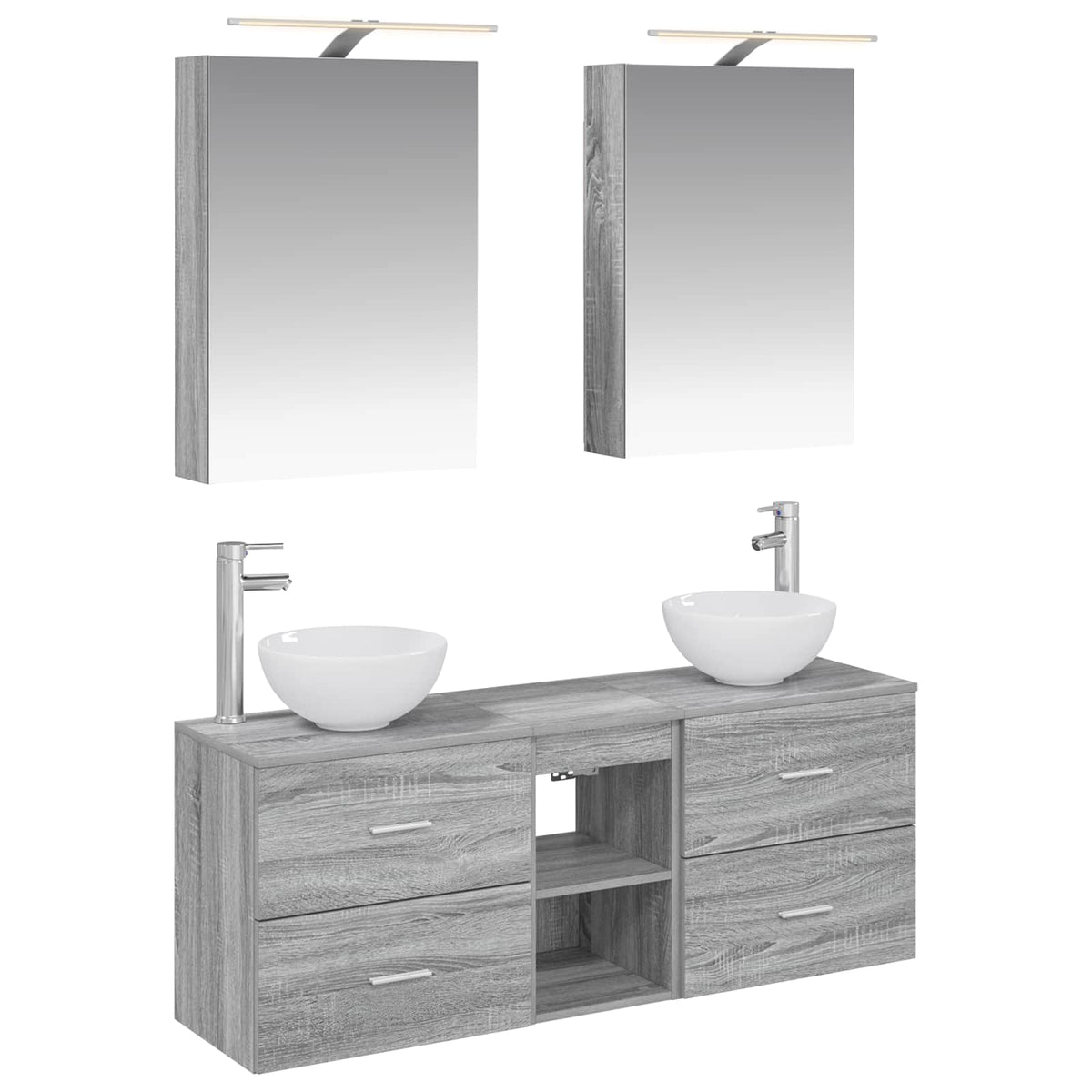 vidaXL Badkamerkastenset 5 pcs Wit 50 x 14,5 x 70 cm Bewerkt hout