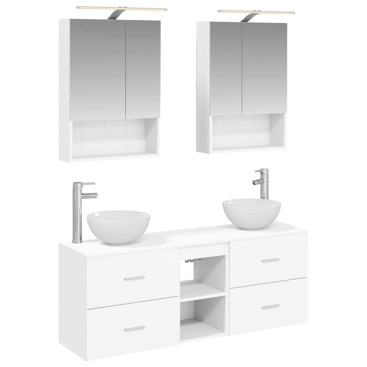 vidaXL Badkamerkastenset 5 pcs Wit 50 x 14,5 x 70 cm Bewerkt hout