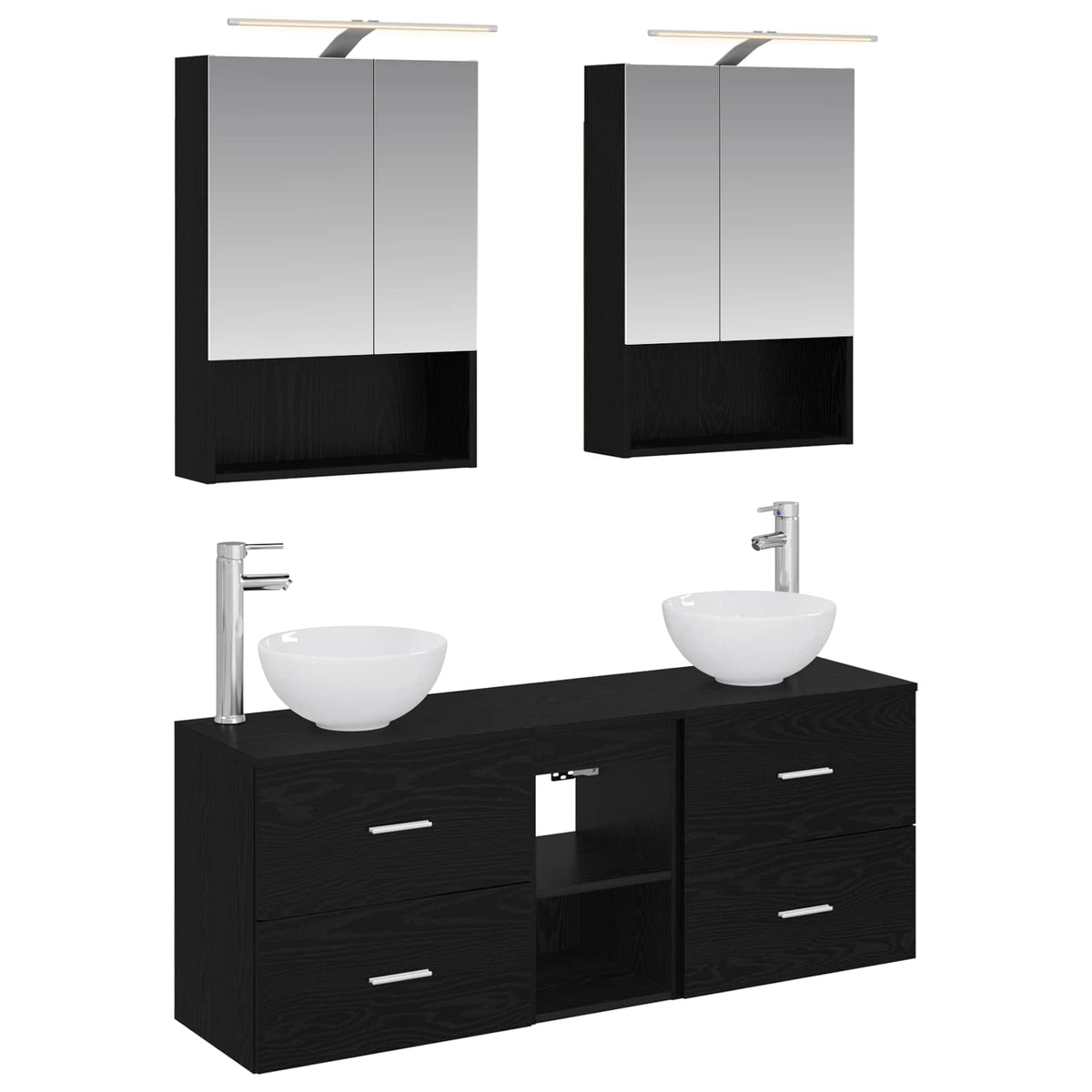 vidaXL Badkamerkastenset 5 pcs Wit 50 x 14,5 x 70 cm Bewerkt hout