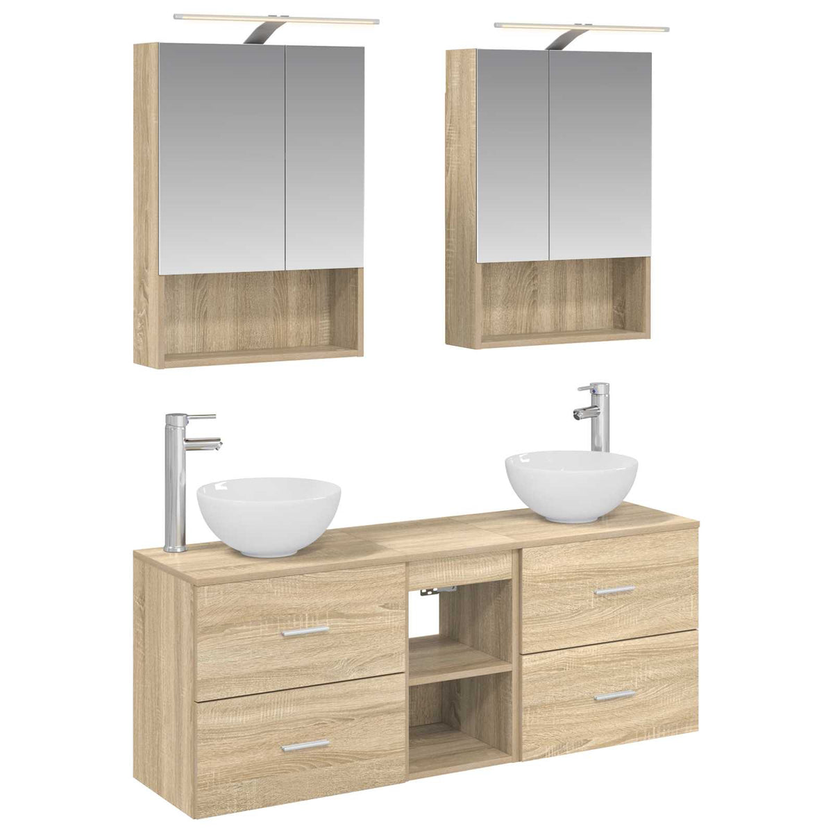 vidaXL Badkamerkastenset 5 pcs Wit 50 x 14,5 x 70 cm Bewerkt hout