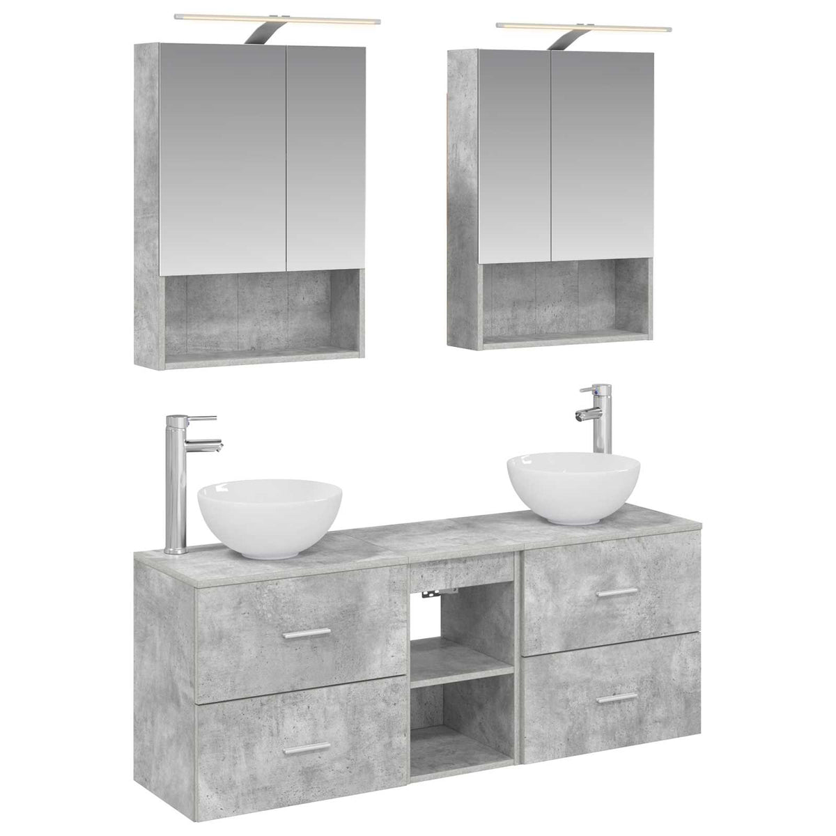vidaXL Badkamerkastenset 5 pcs Wit 50 x 14,5 x 70 cm Bewerkt hout