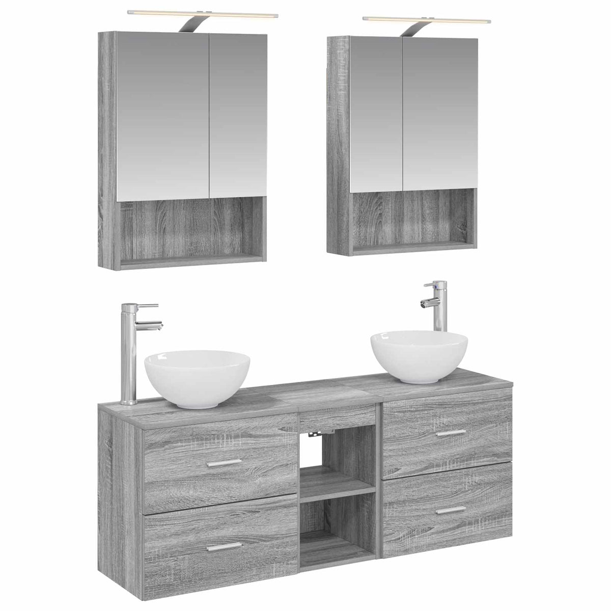 vidaXL Badkamerkastenset 5 pcs Wit 50 x 14,5 x 70 cm Bewerkt hout