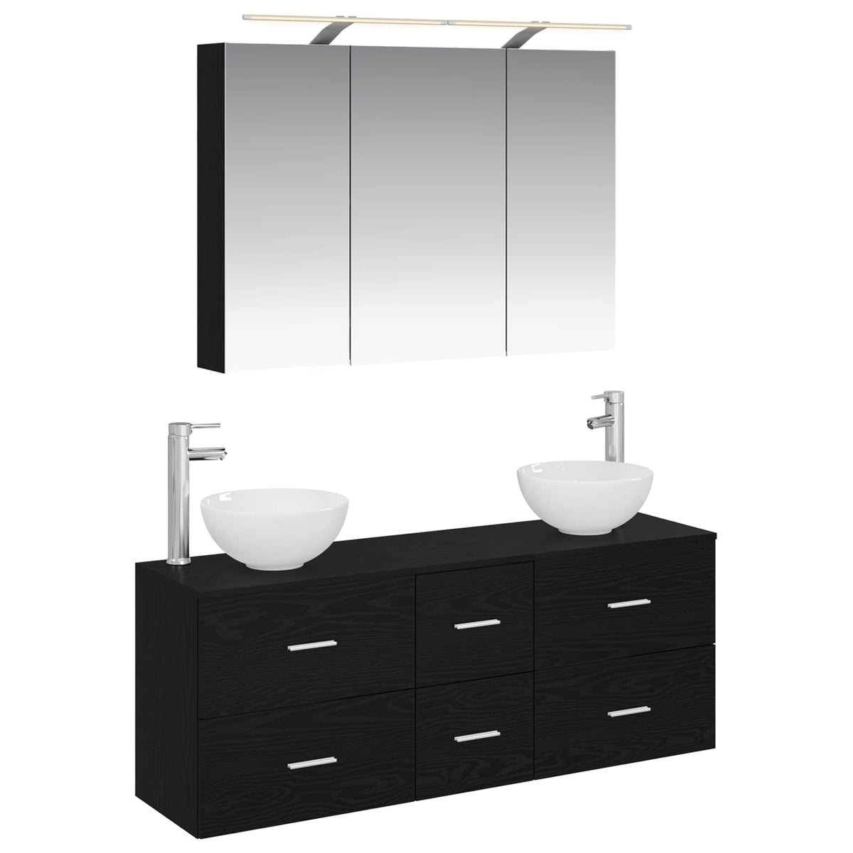 vidaXL Badkamermeubelset 4 pcs Wit Bewerkt hout en glas