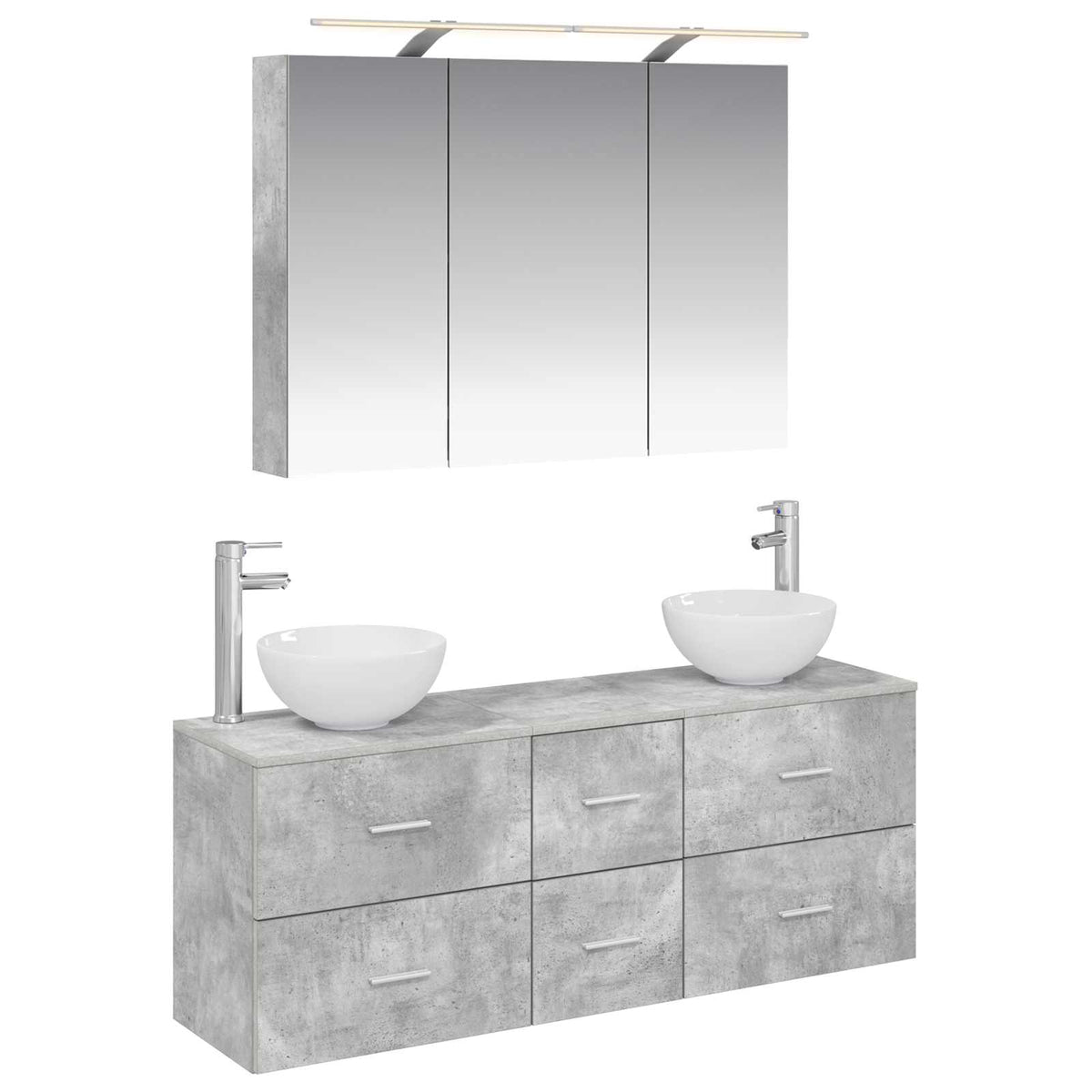 vidaXL Badkamermeubelset 4 pcs Wit Bewerkt hout en glas