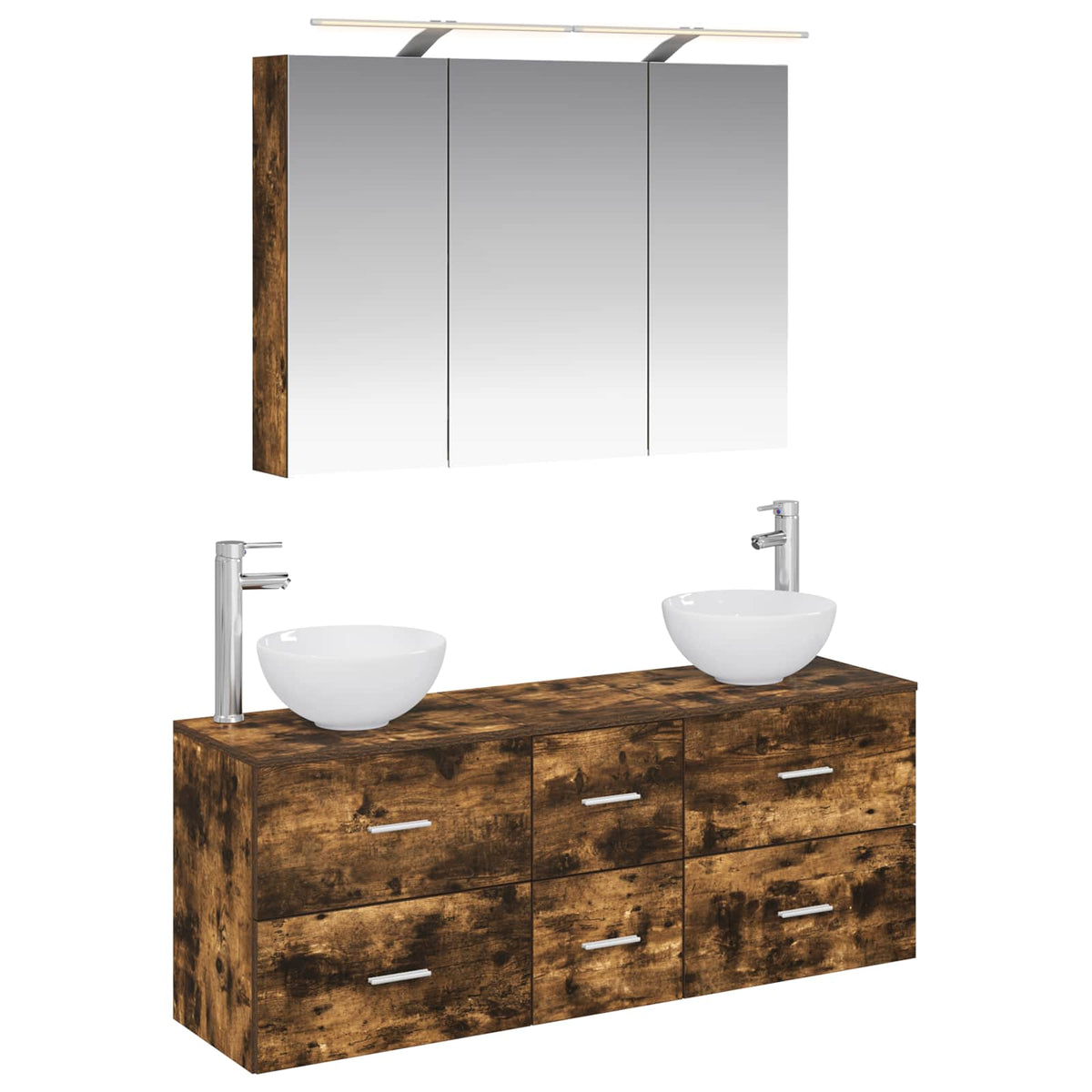 vidaXL Badkamermeubelset 4 pcs Wit Bewerkt hout en glas