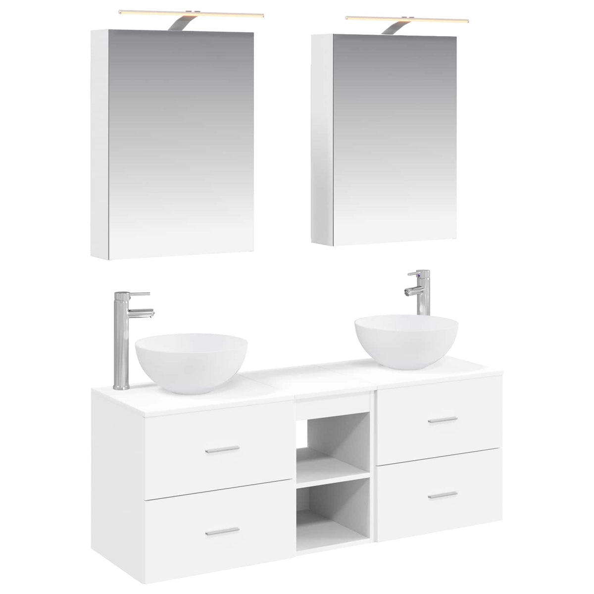 vidaXL Badkamermeubelset 5 pcs Wit Bewerkt hout en glas