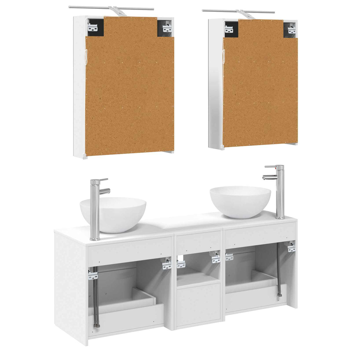 vidaXL Badkamermeubelset 5 pcs Wit Bewerkt hout en glas