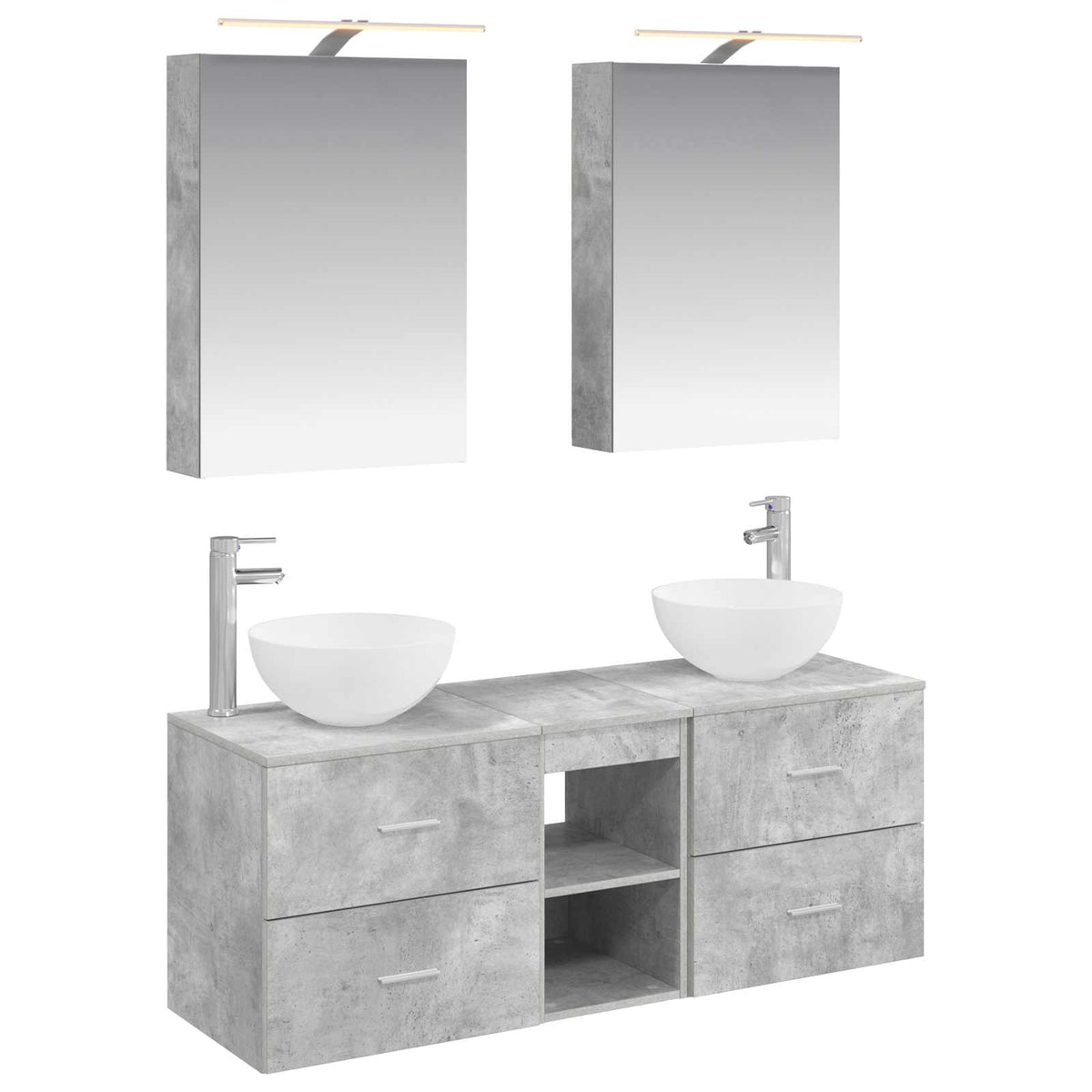 vidaXL Badkamermeubelset 5 pcs Wit Bewerkt hout en glas